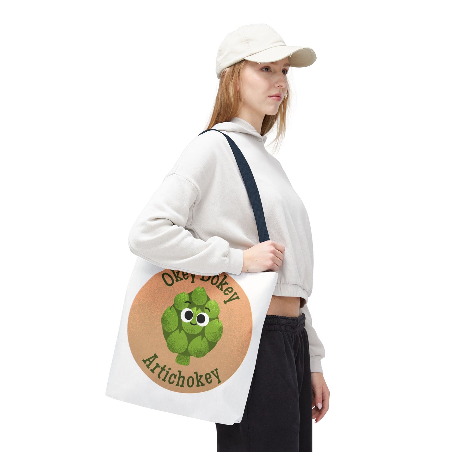 Playful Artichoke Tote Bag - Okey Dokey, Reusable Shopping Tote, Eco-Friendly Gift, Fruits & Veggies Lover, Cute Grocery Bag