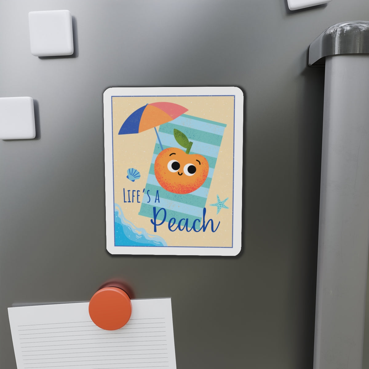 Bright Peach Die-Cut Magnet | Fun Kitchen Decor | Summer Vibes | Cute Gift Idea | Refrigerator Magnet | Beachy Home Accent