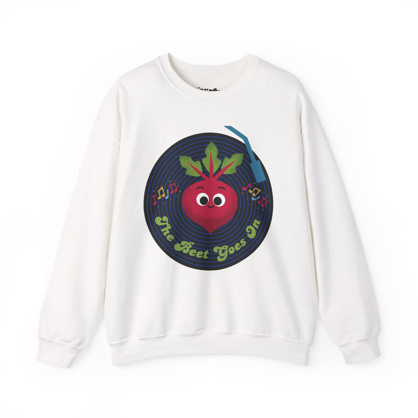 The Beet Goes On Funny Pun Crewneck Sweatshirt, Cozy Fall Apparel, Unisex Design, Casual Wear, Great Gift Idea