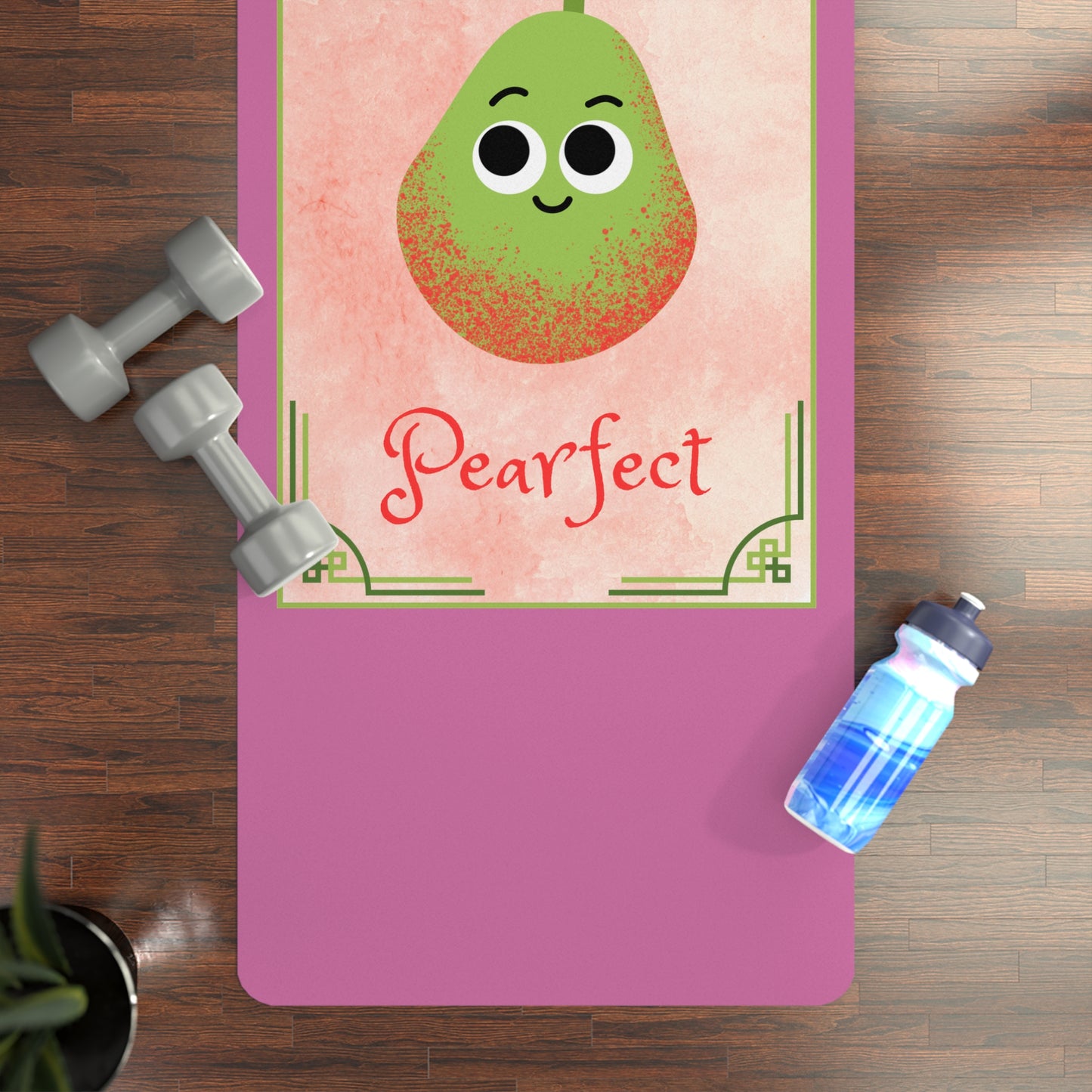 Practically Pearfect Rubber Yoga Mat | Fun Exercise Mat for Home Workouts, Yoga, Pilates, Motivation Gift, Fitness Enthusiasts