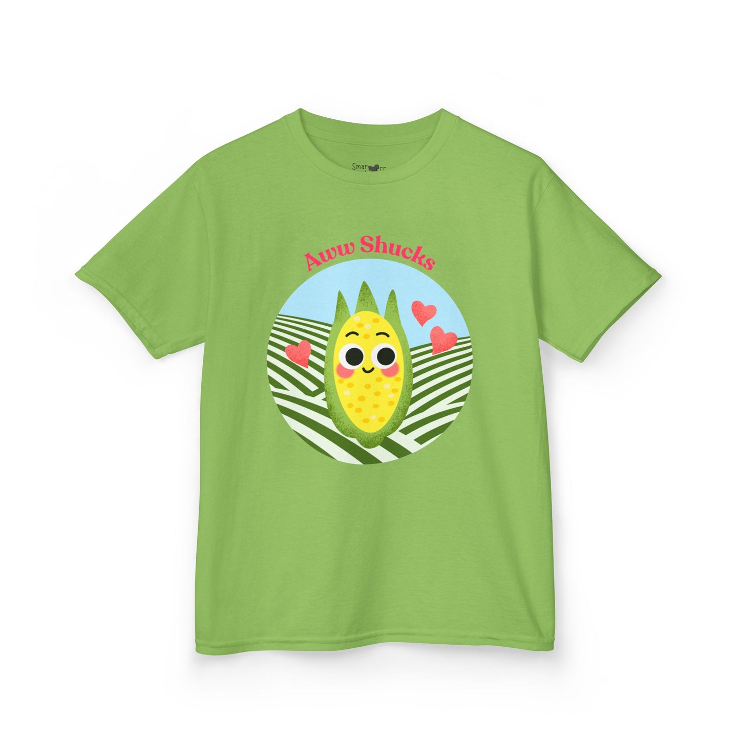 Cute Kids Tee with Aww Shucks Corn Design, Fun Summer Shirt for Children, Ideal for Birthdays, Playdates, and Family Outings, Youth Apparel