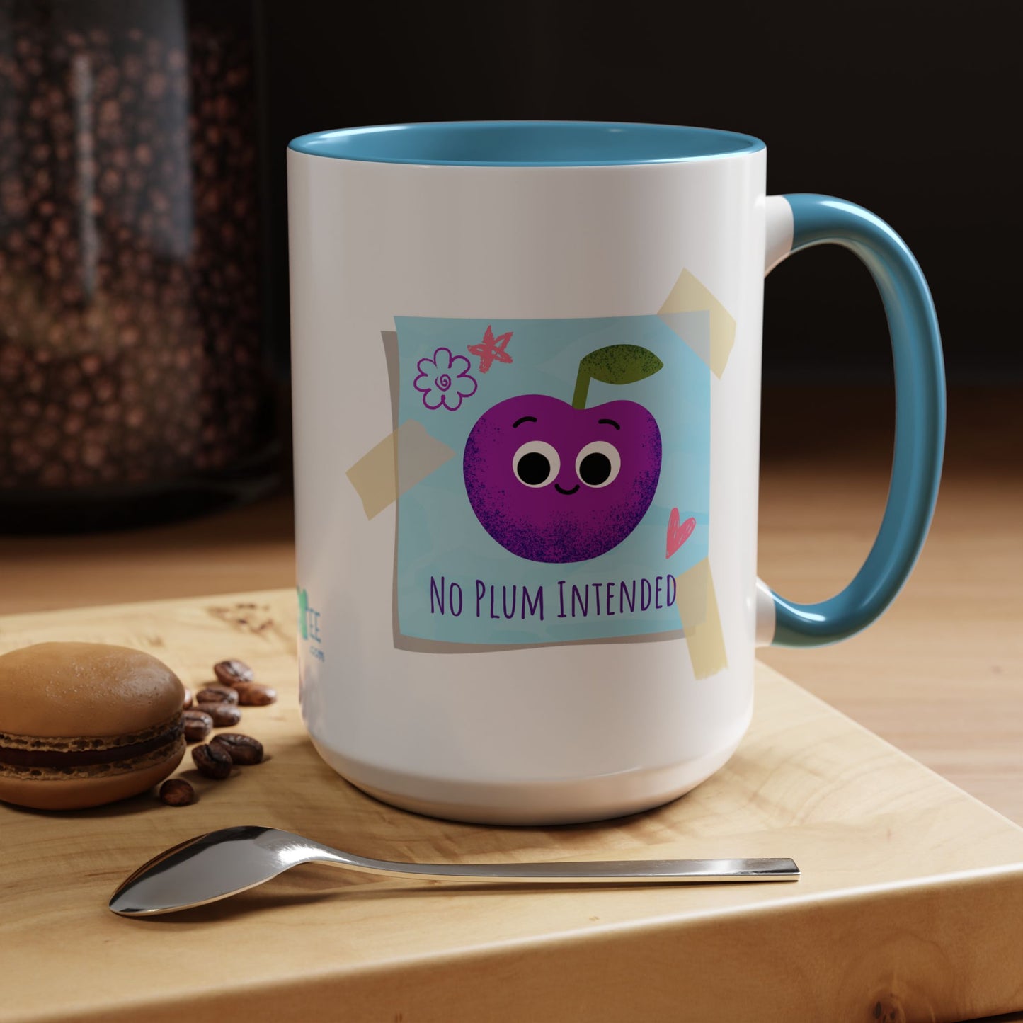 Playful Plum Coffee Mug, Cute Gift for Teachers, Friends, Humor Mug, Fun Kitchen Decor, Unique Cup for Any Occasion