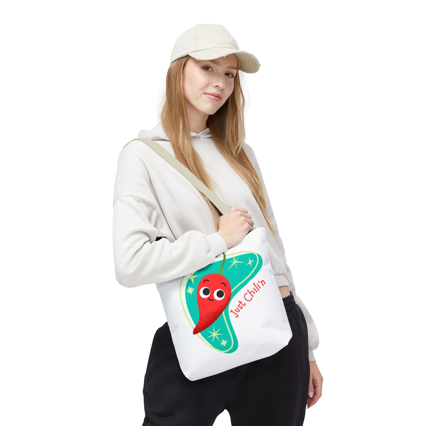 Cute Chili Pepper Tote Bag - Just Chillin', Reusable Grocery Bag, Beach Tote, Gift for Veggie Lovers, Summer Vibes