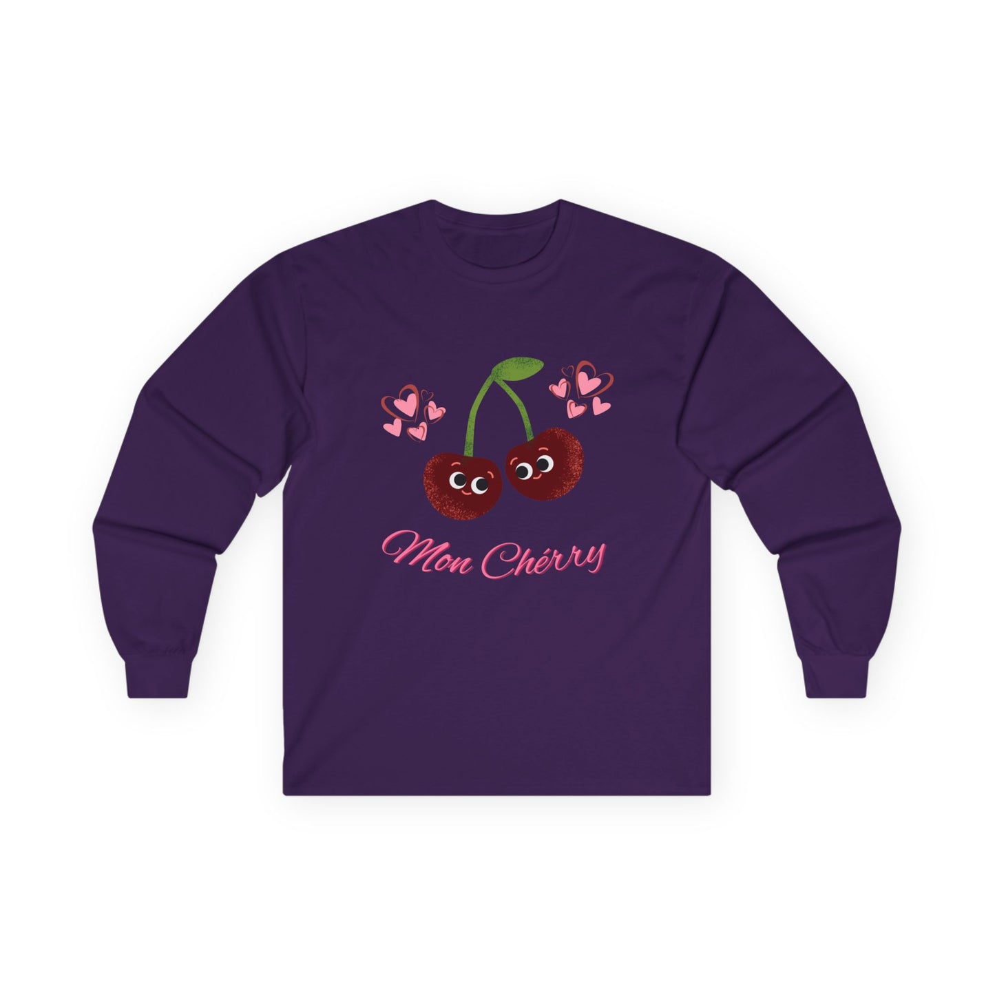 Cute Cherry Long Sleeve Tees, Playful Fruit Shirt, Valentine's Gift, Unisex Casual Wear, Fashionable Everyday Top
