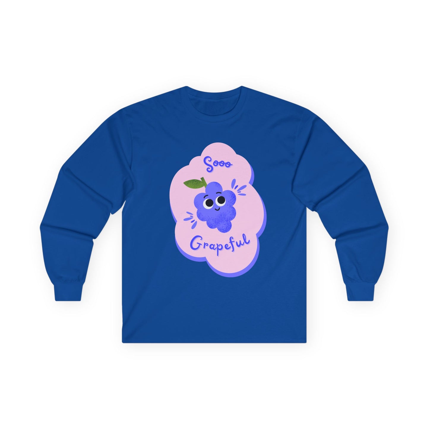 Sooo Grapeful Long Sleeve Tees, Funny Casual Shirt, Gift for Fruit Lovers, Fall Fashion, Thanksgiving Apparel, Everyday Comfort
