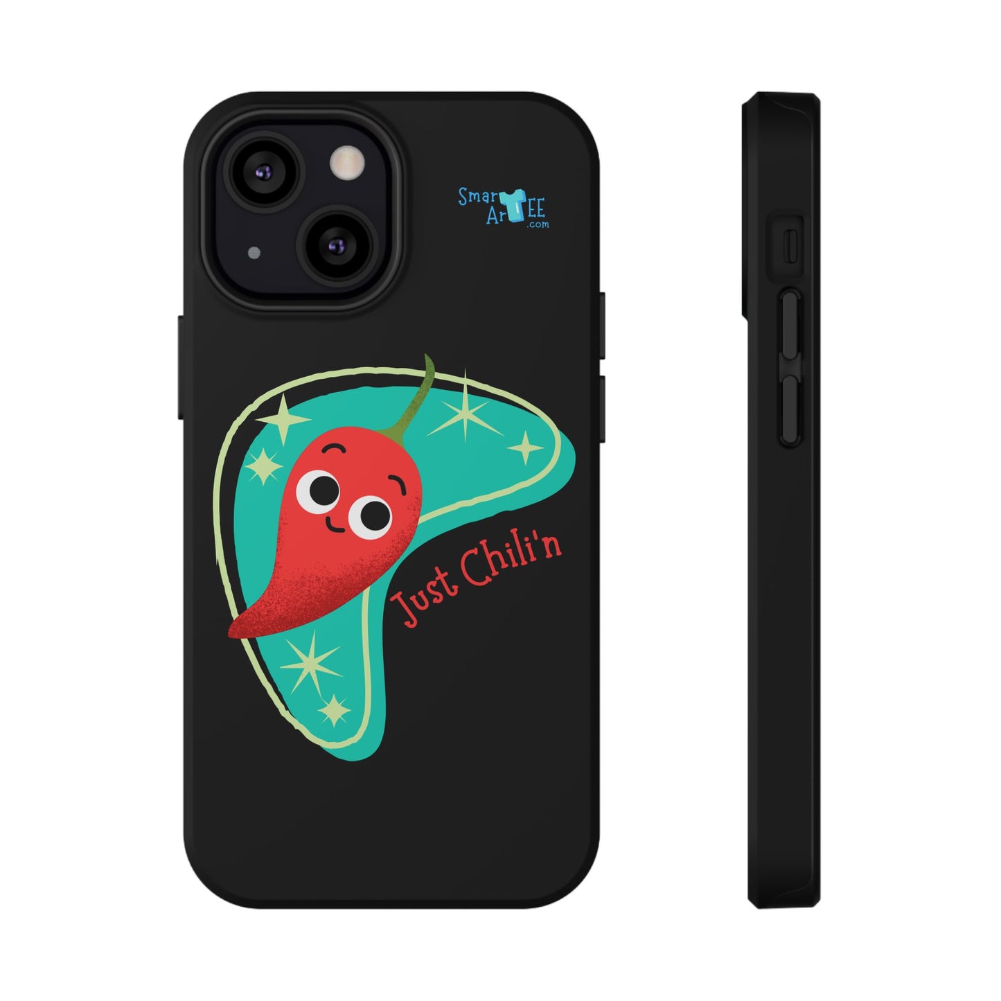 Chili Themed Phone Case, Just Chilin' Design, Fun Accessory, Unique Gift, Vibrant Protection, Perfect for Foodies, Holiday Cheer