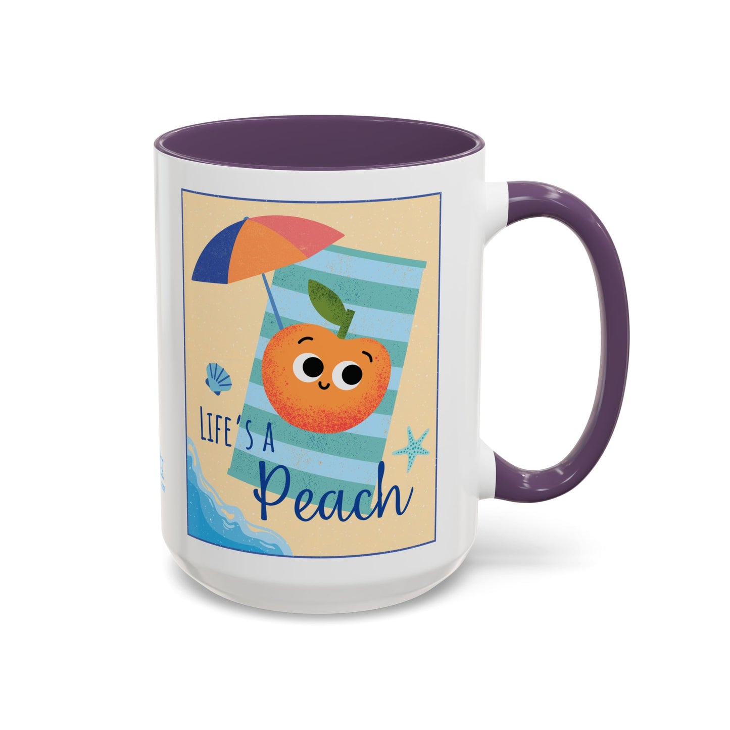 Whimsical Life's a Peach Coffee Mug - 11 oz & 15 oz, Funny Fruit Pun Mugs, Great Gift Idea For All Fun Lovers