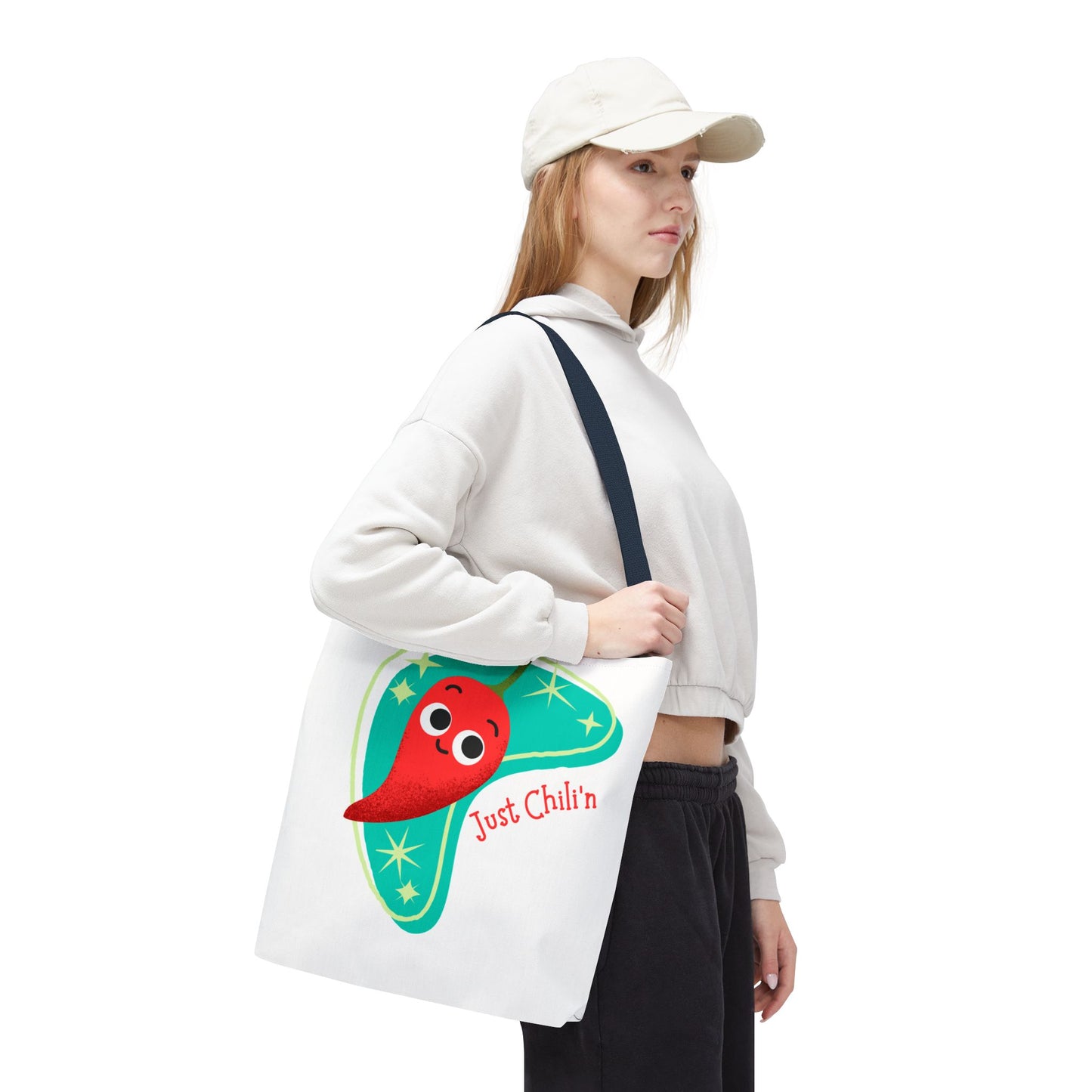 Cute Chili Pepper Tote Bag - Just Chillin', Reusable Grocery Bag, Beach Tote, Gift for Veggie Lovers, Summer Vibes
