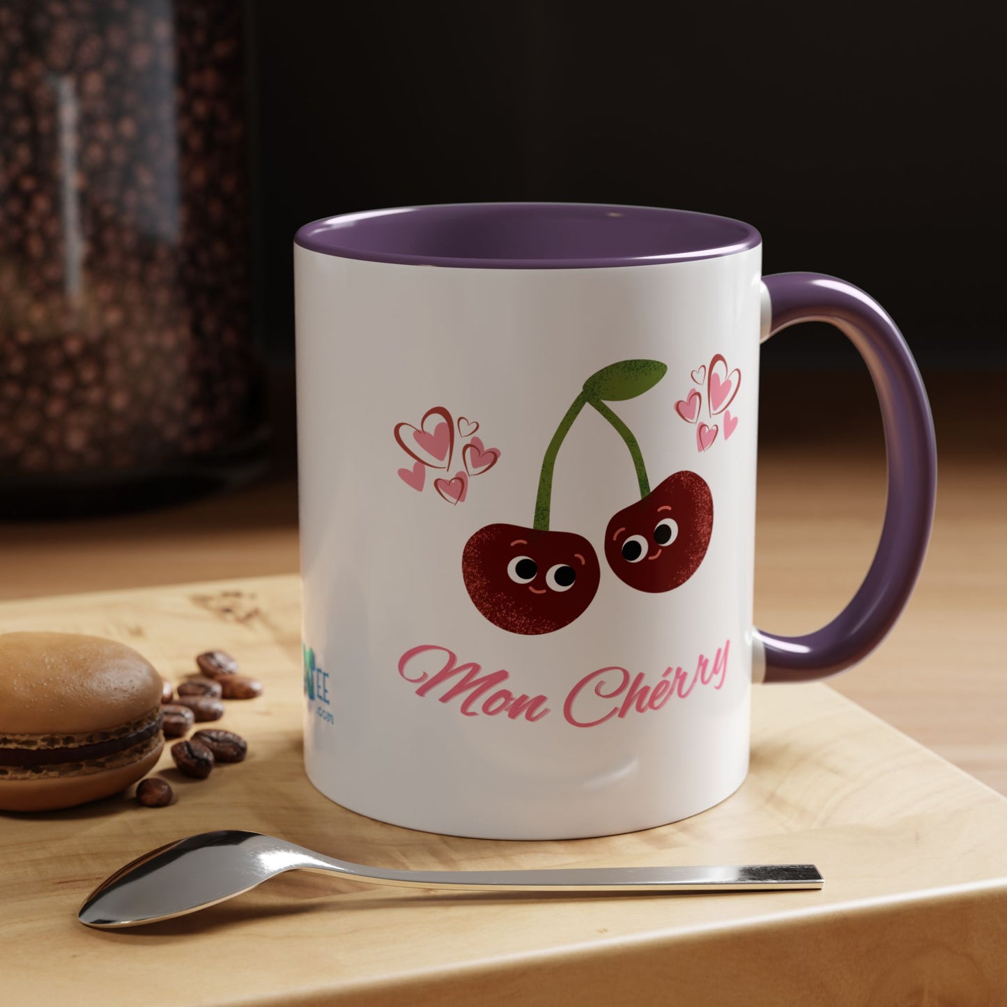 Cute Cherry Accent Coffee Mug - Fun Gift for Cherry Lovers, Coffee Lover Decor, Valentine's Day, Cute Kitchenware