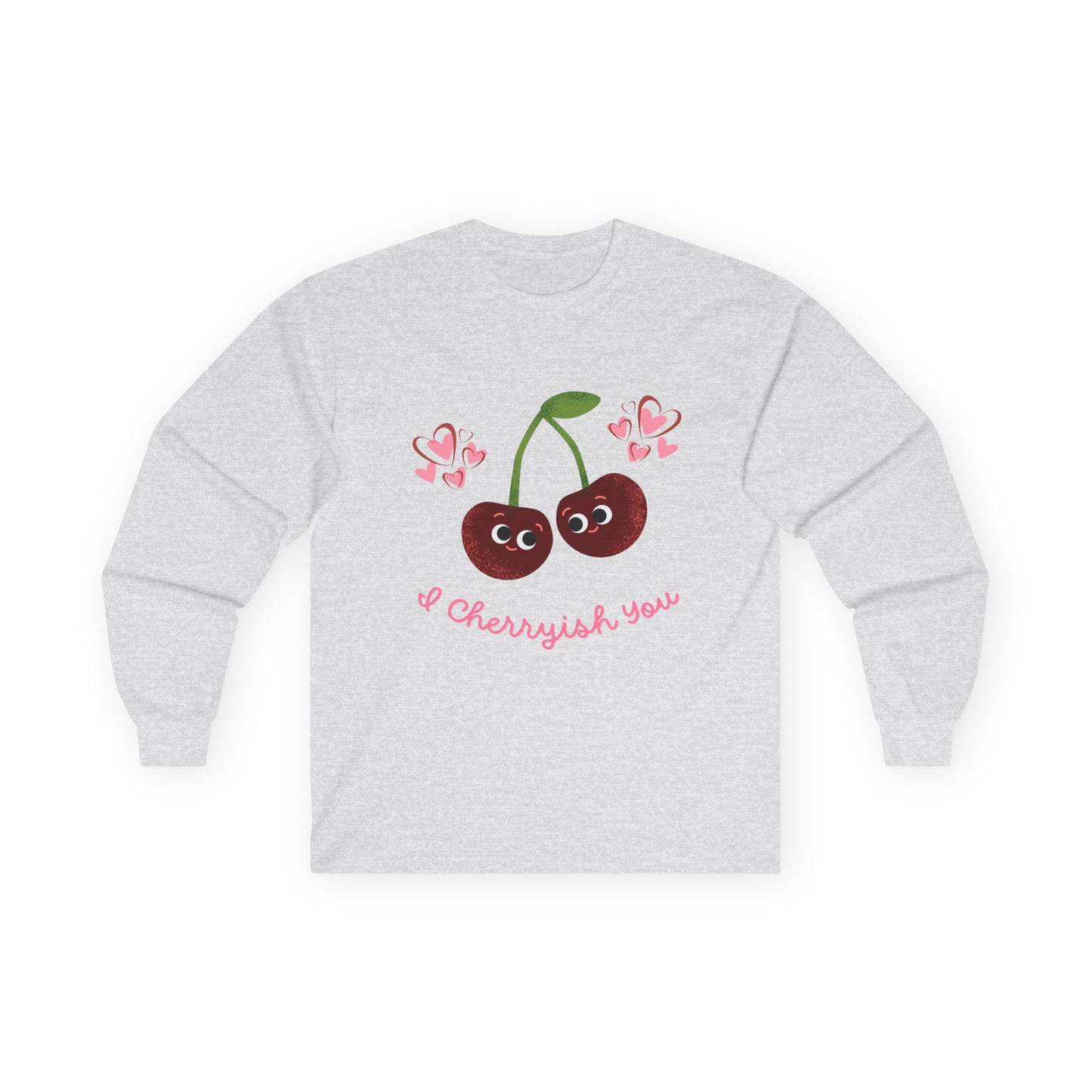 Cherry Love Long Sleeve Tees, Cute Valentine's Gift, Unisex Fun Shirt, Couple Matching Outfit, Seasonal Fashion Apparel