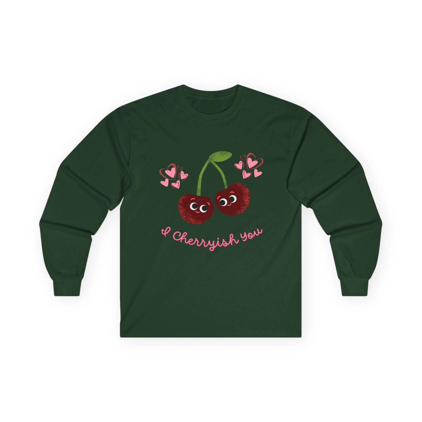 Cherry Love Long Sleeve Tees, Cute Valentine's Gift, Unisex Fun Shirt, Couple Matching Outfit, Seasonal Fashion Apparel