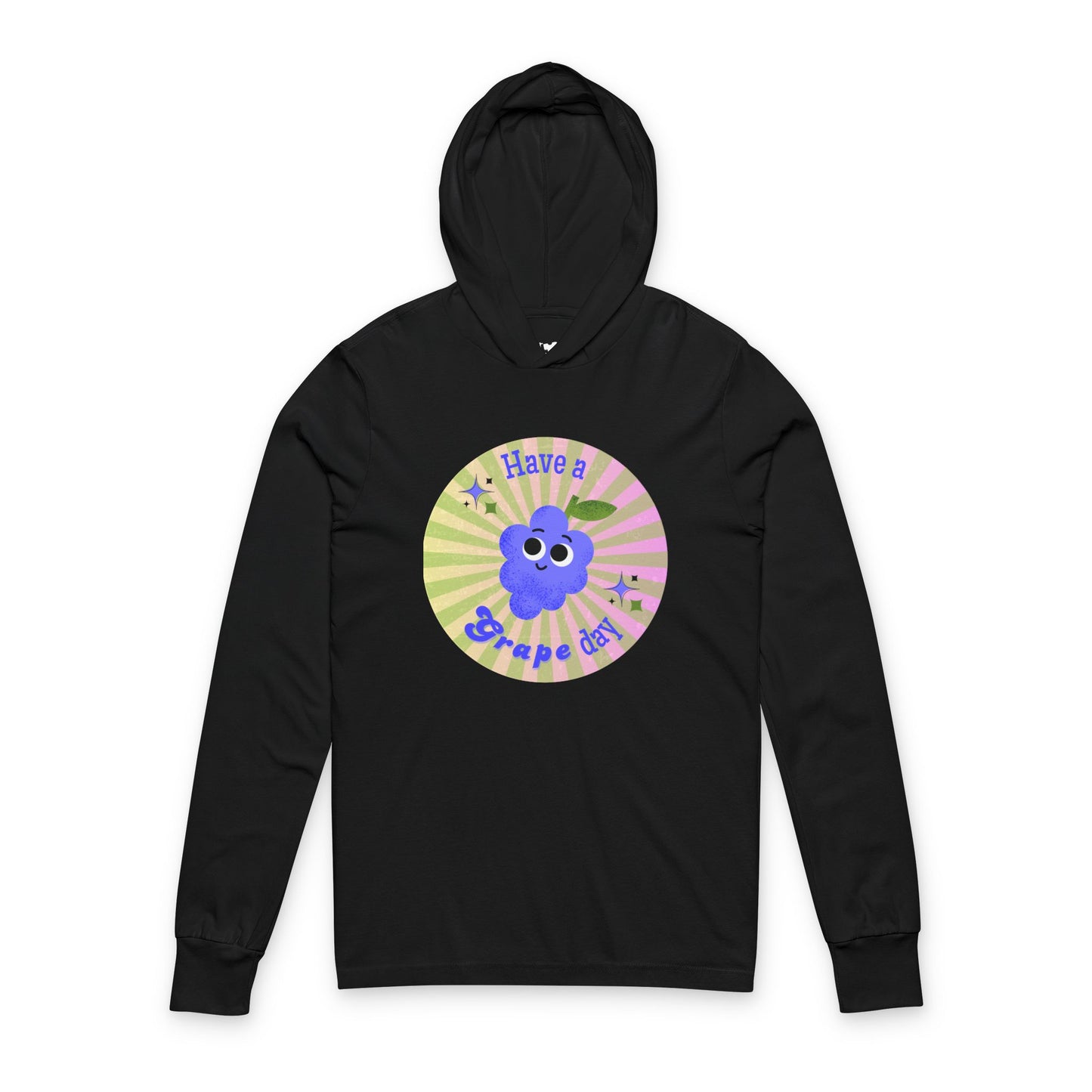 Grape Day Unisex Hooded Long Sleeve Shirt, Perfect for Casual Outings, Gifts, Spring Celebrations, Birthday, Relaxation