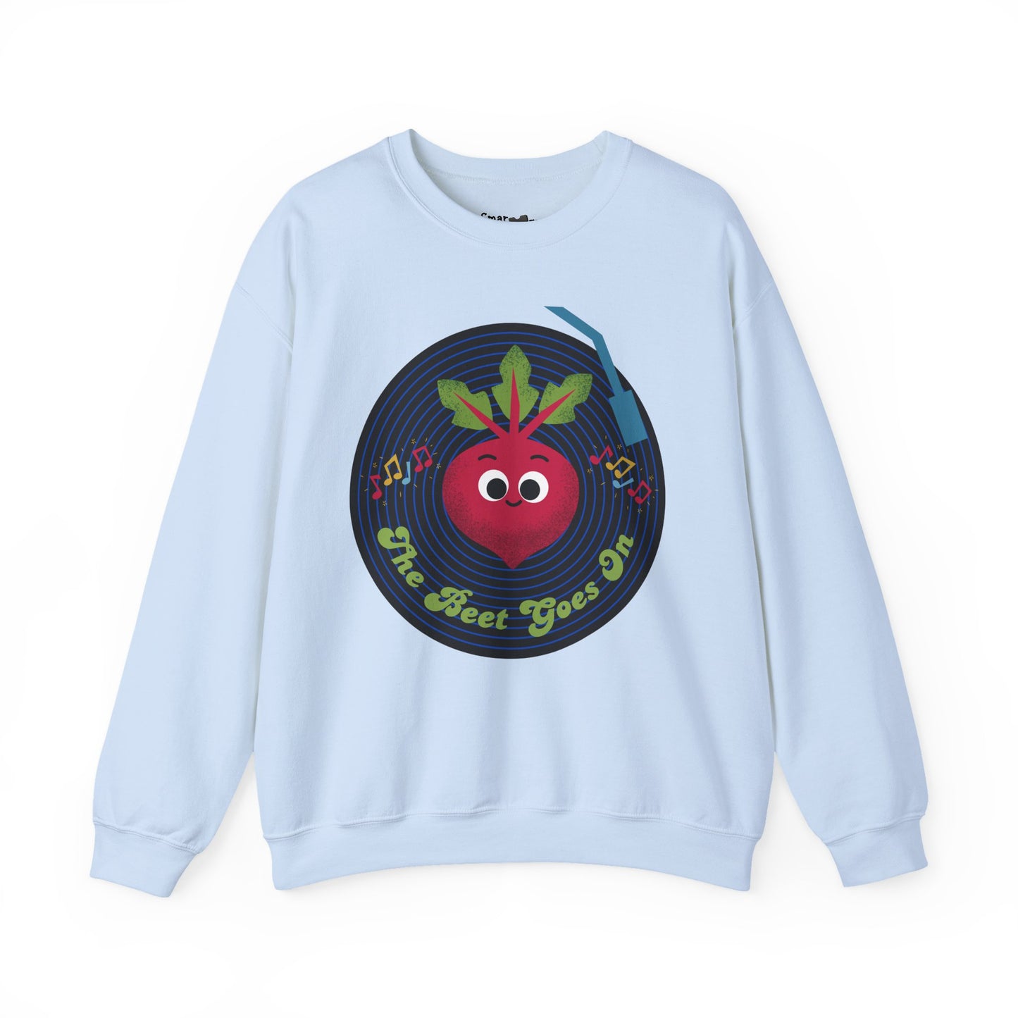 The Beet Goes On Funny Pun Crewneck Sweatshirt, Cozy Fall Apparel, Unisex Design, Casual Wear, Great Gift Idea