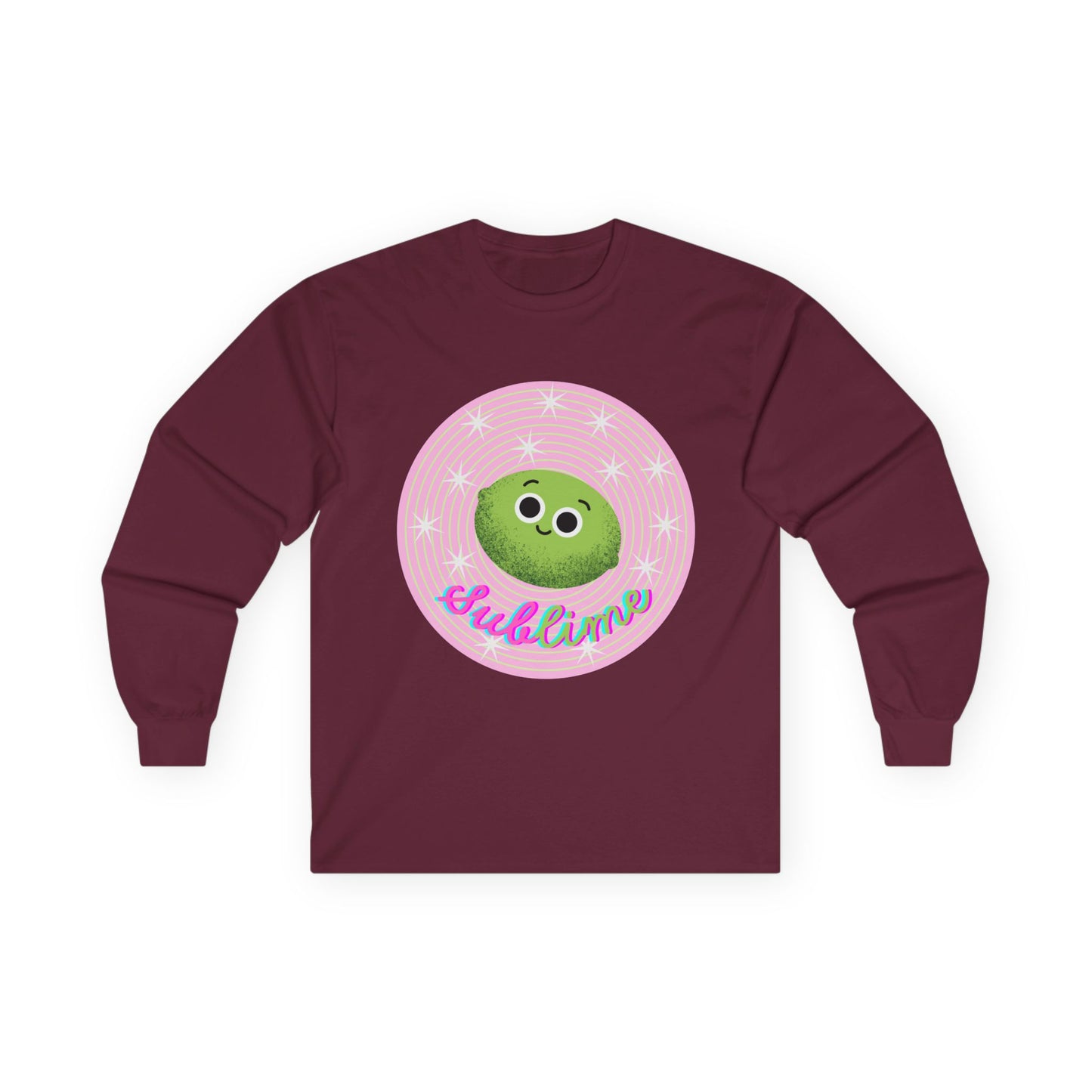 Sublime Lime Cute Graphic Long Sleeve Tee, Unisex Tee, Gift for All Ages, Casual Wear, Fruit Pun Apparel, Graphic Tee