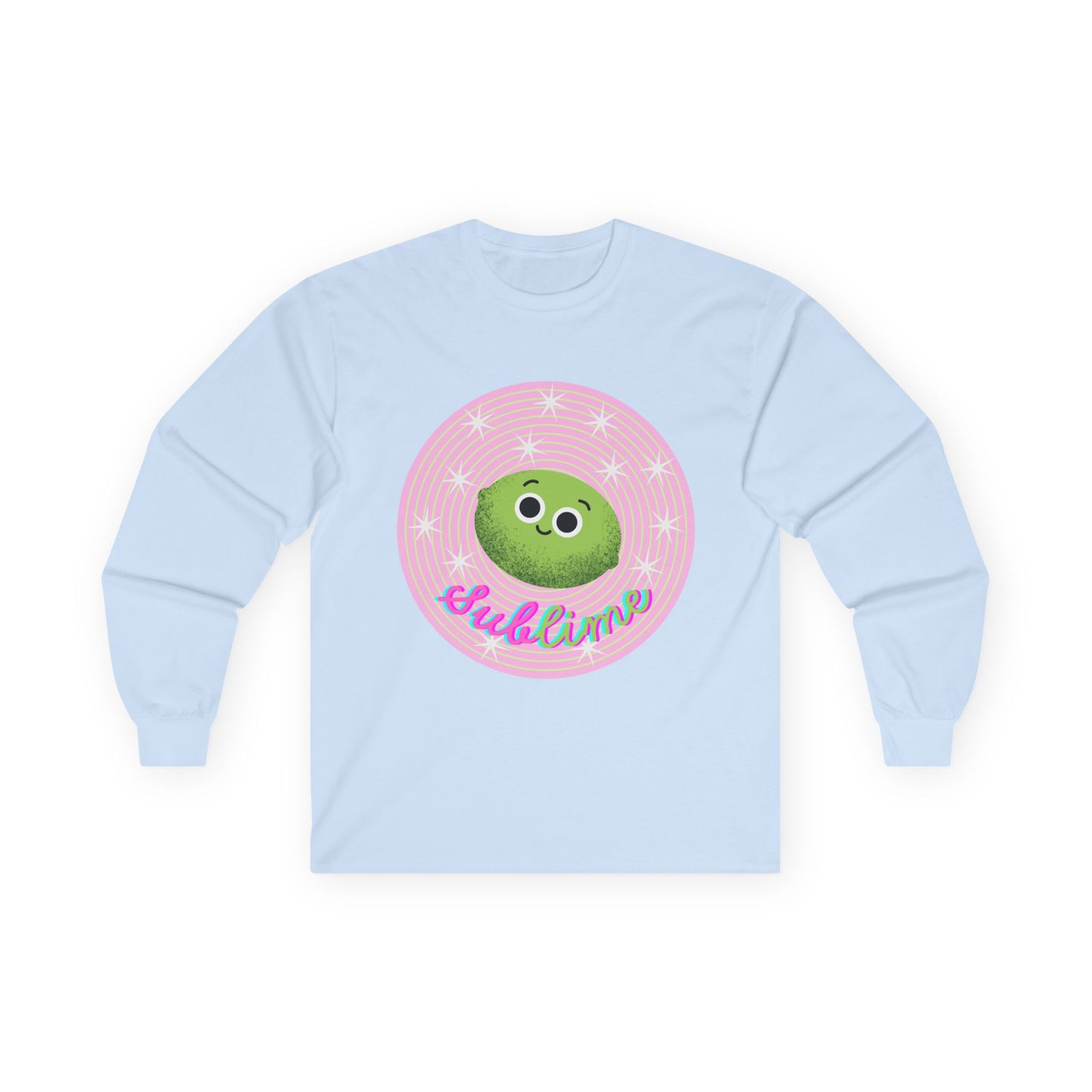 Sublime Lime Cute Graphic Long Sleeve Tee, Unisex Tee, Gift for All Ages, Casual Wear, Fruit Pun Apparel, Graphic Tee