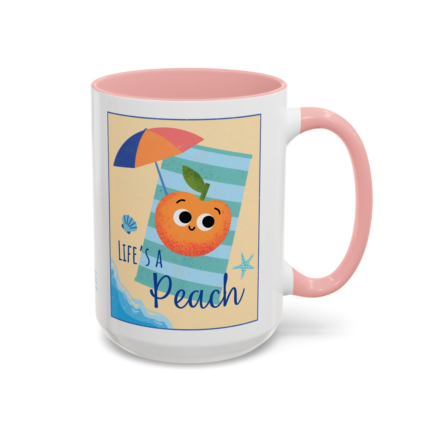 Whimsical Life's a Peach Coffee Mug - 11 oz & 15 oz, Funny Fruit Pun Mugs, Great Gift Idea For All Fun Lovers