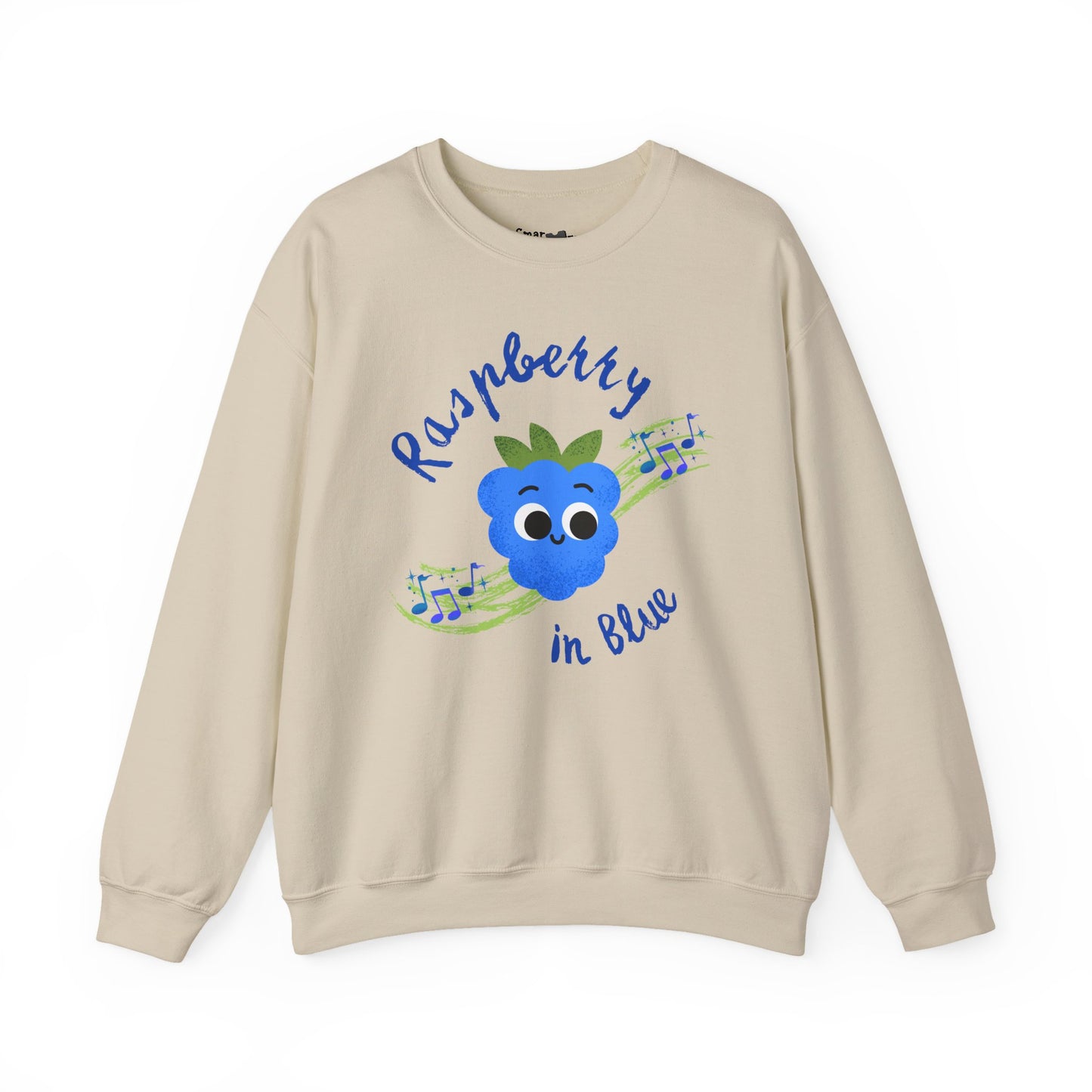 Raspberry in Blue Unisex Crewneck Sweatshirt, Funny Fruit Pun Cozy Sweatshirt, Graphic Sweatshirt, Gift for Music Lovers, Cute Casual Wear, Summer Vibes