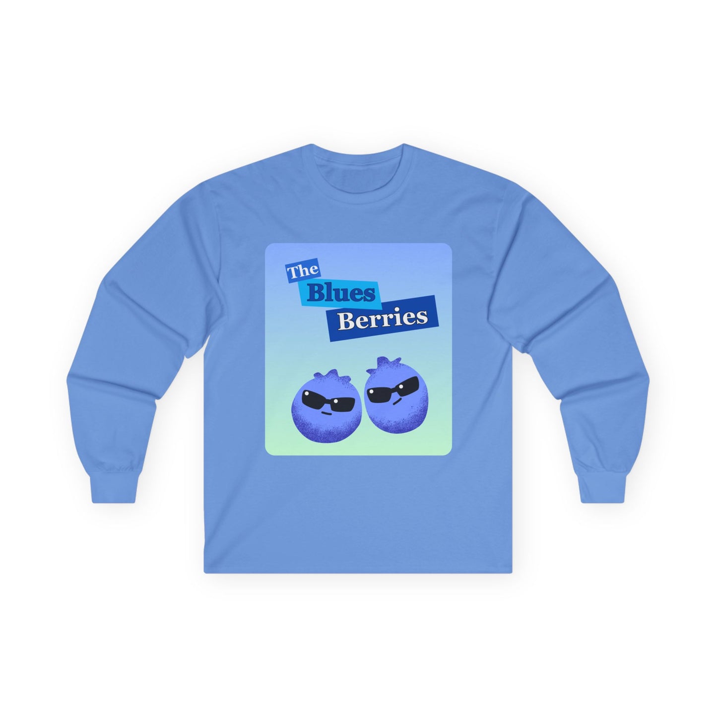 Cool Blueberry Graphic Long Sleeve Tees, Blues Brothers Pun Tee, Casual Wear, Gift for Fruit Lovers, Summer Style