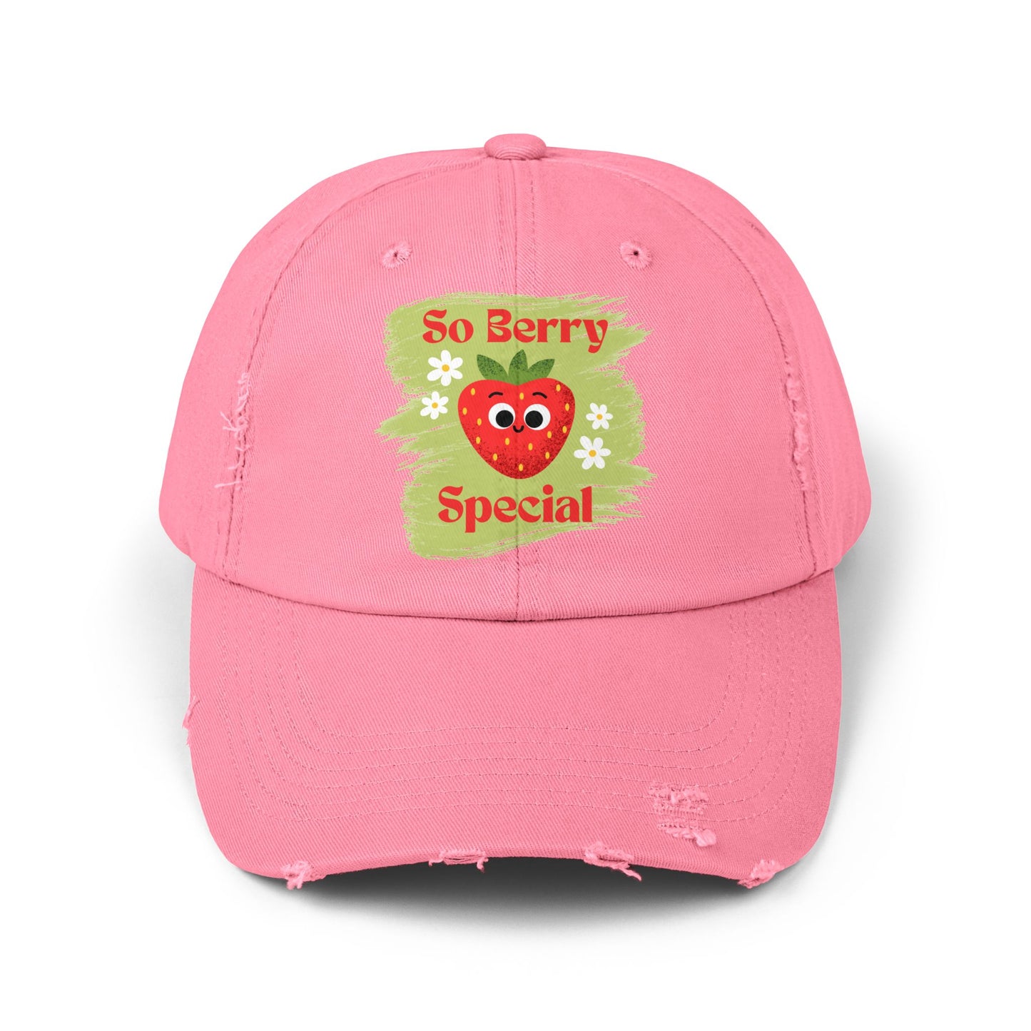 So Berry Special Distressed Cap, Fun Summer Hats, Casual Fashion Accessory, Gift for Friends, Cute Strawberry Cap