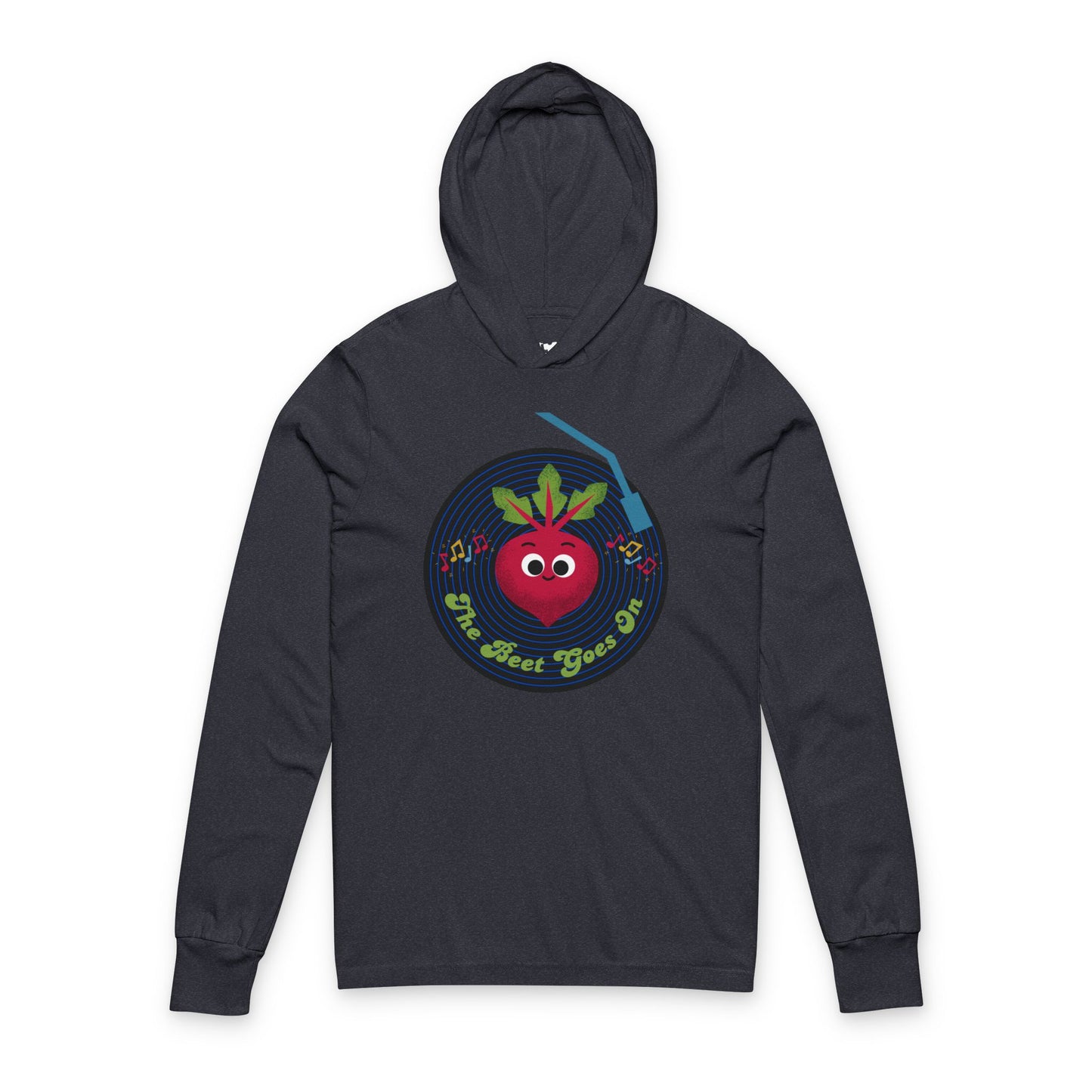 The Beet Goes On Hooded Long Sleeve Shirt | Fun Music Lover Gift, Unisex Long Sleeve Pullover, Unique Christmas Gift