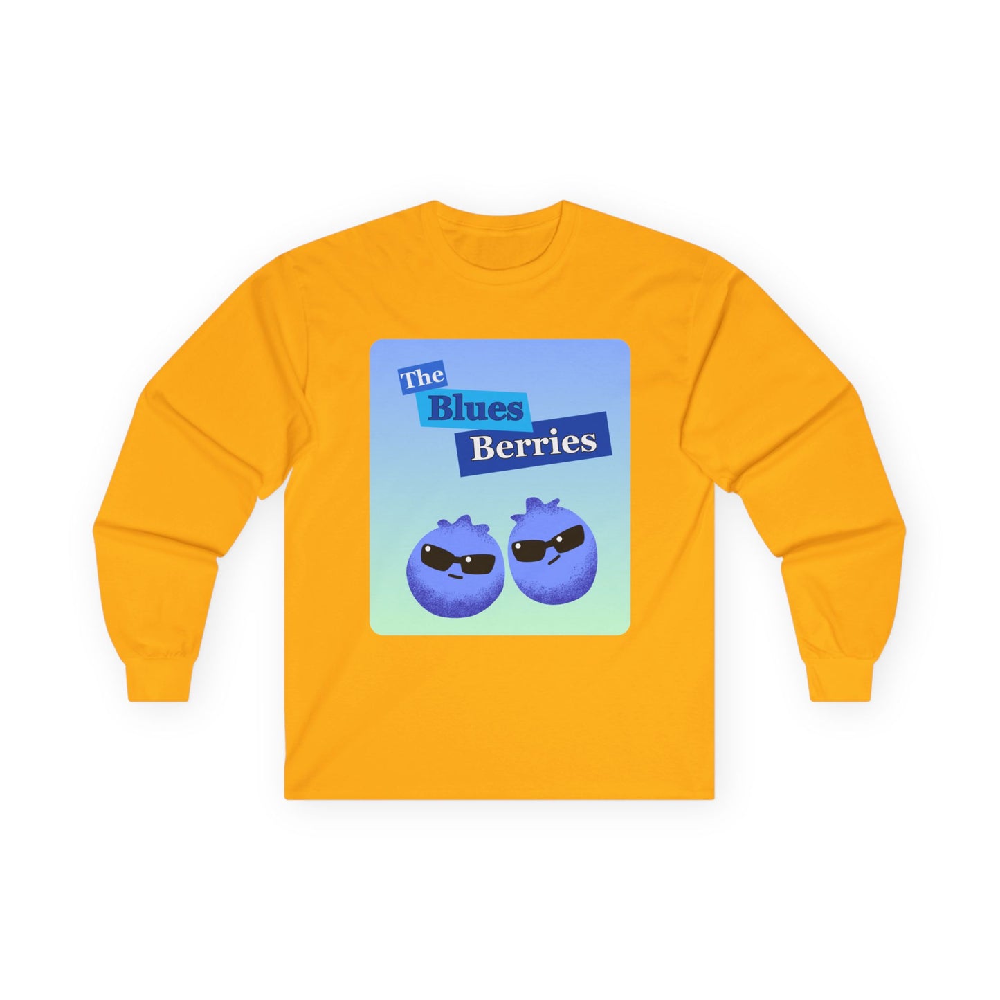 Cool Blueberry Graphic Long Sleeve Tees, Blues Brothers Pun Tee, Casual Wear, Gift for Fruit Lovers, Summer Style