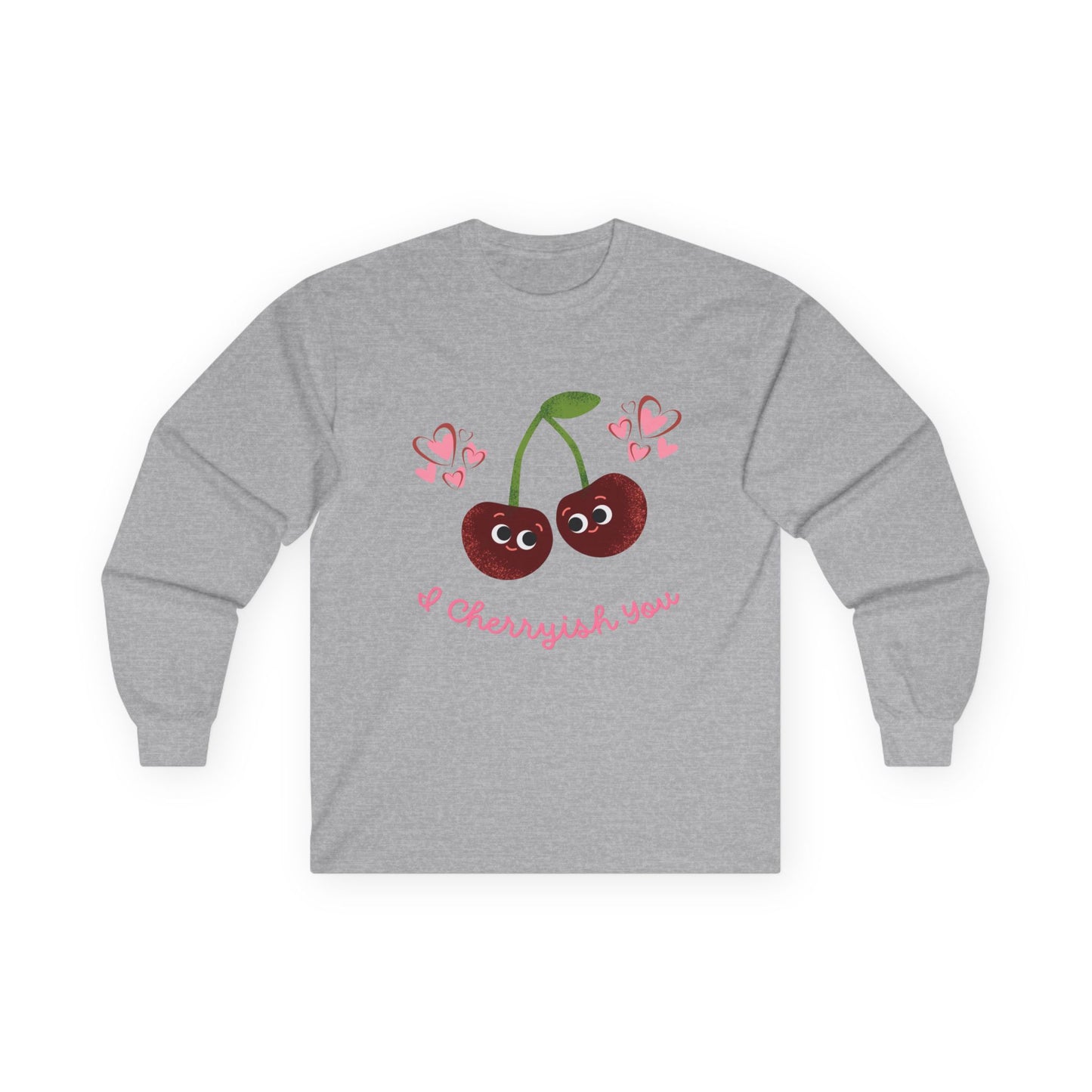 Cherry Love Long Sleeve Tees, Cute Valentine's Gift, Unisex Fun Shirt, Couple Matching Outfit, Seasonal Fashion Apparel