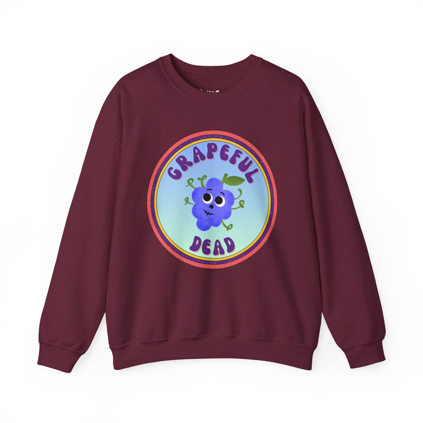 Grapeful Dead Crewneck Sweatshirt - Funny Fruit Pun Design, Cozy Whimsical Sweatshirt, Great Gift Idea