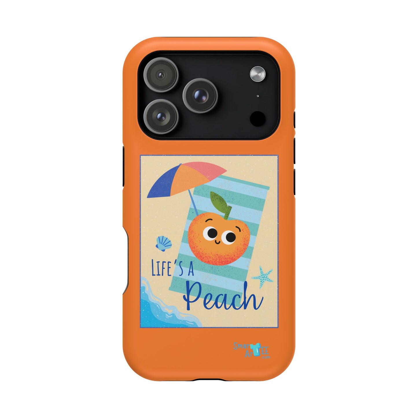 Cute Life's a Peach Phone Case, Impact-Resistant Cell Phone Cover, Summer Accessory, Gift for Fruit Lovers, Beach Vibes