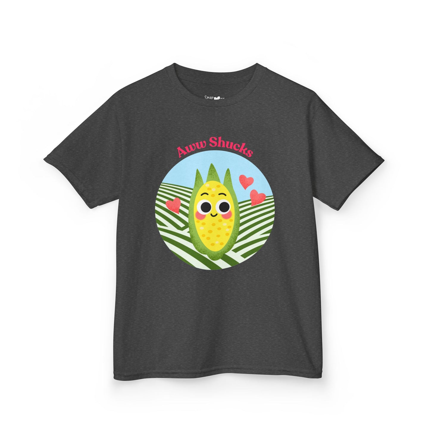 Cute Kids Tee with Aww Shucks Corn Design, Fun Summer Shirt for Children, Ideal for Birthdays, Playdates, and Family Outings, Youth Apparel