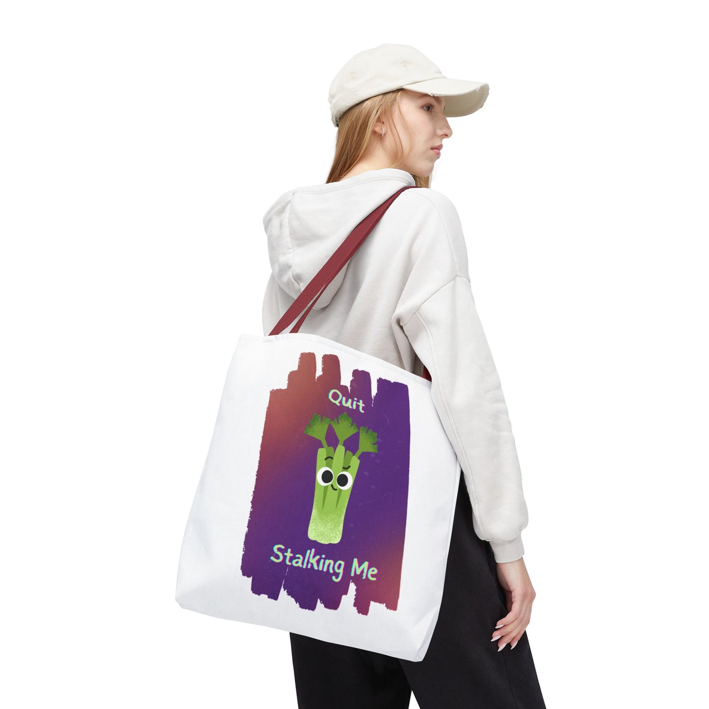 Playful Celery Tote Bag - "Quit Stalking Me" - Funny Shopping Bag, Gift for Veggie Lovers, Gym, Market, Eco-Friendly Bag