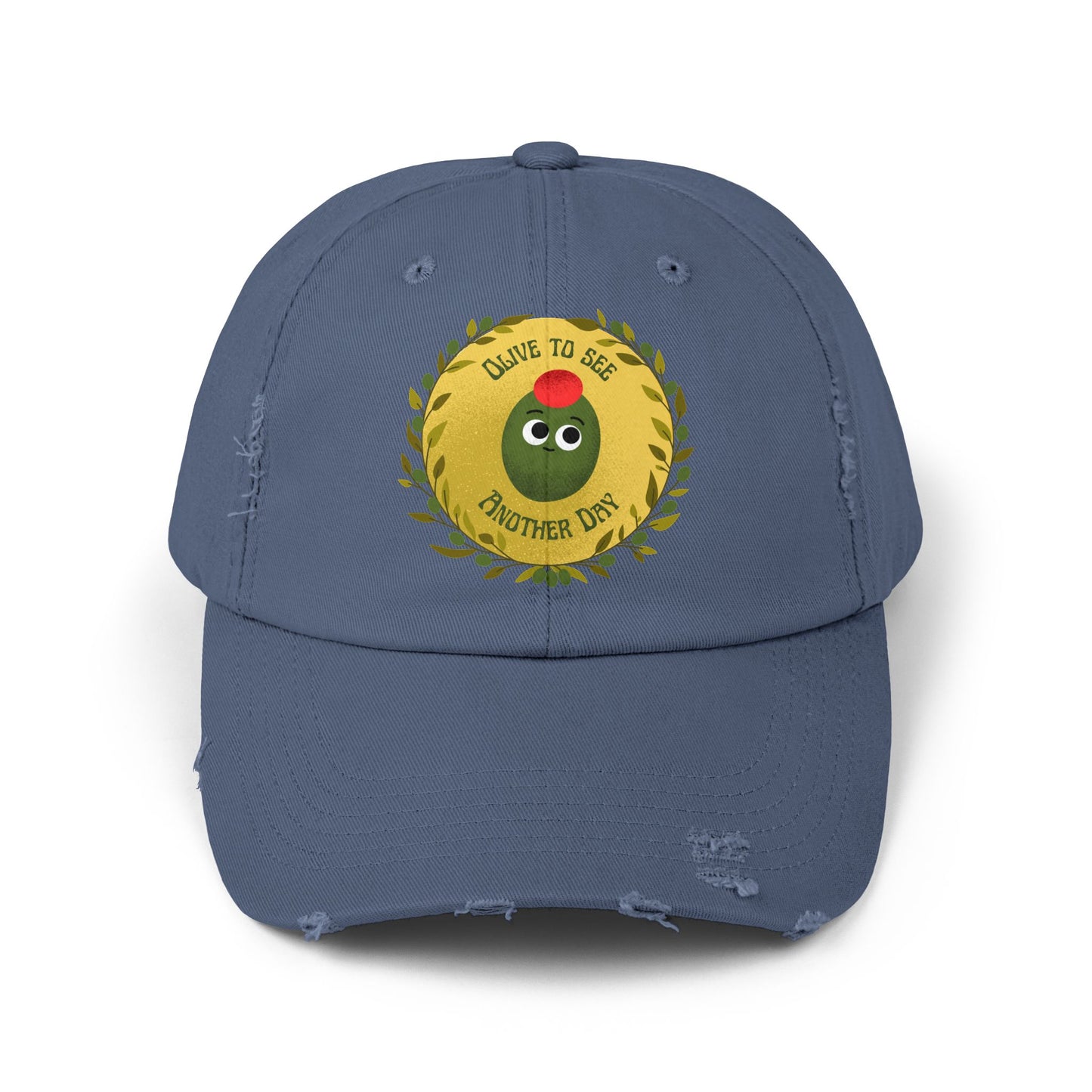 Olive to See Another Day Distressed Cap, Unisex Funny Pun Hats, Vintage Hat, Gift for Friends, Casual Wear