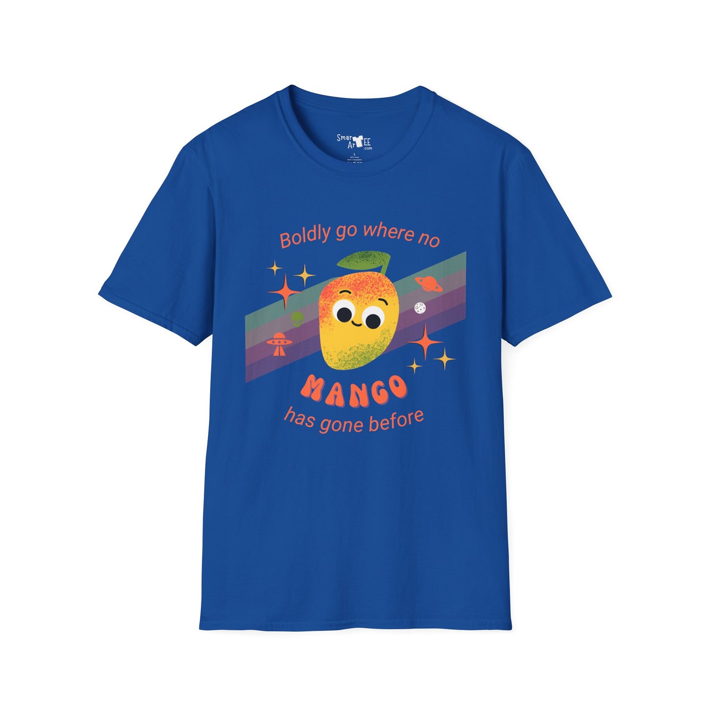 Boldly Go Mango Unisex T-Shirt, Cute Fruit Shirt, Casual Wear, Gift for Fruit Lovers, Quirky Fun Tee, Summer Vibes
