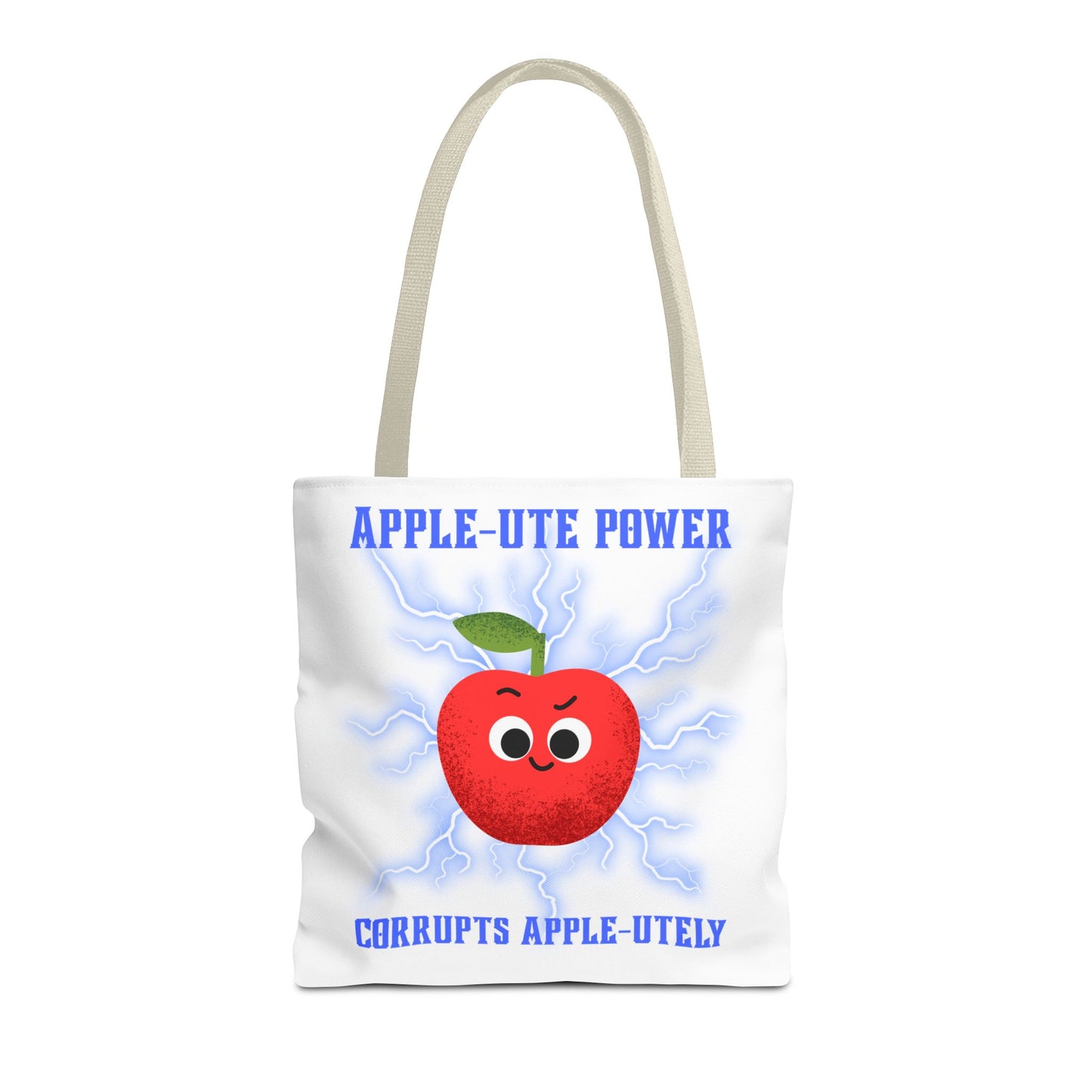 Apple-Powered Funny Tote Bag, Cute Grocery Bag, Gift for Teachers, Eco-Friendly Shopping Bag, Reusable Fun Bag