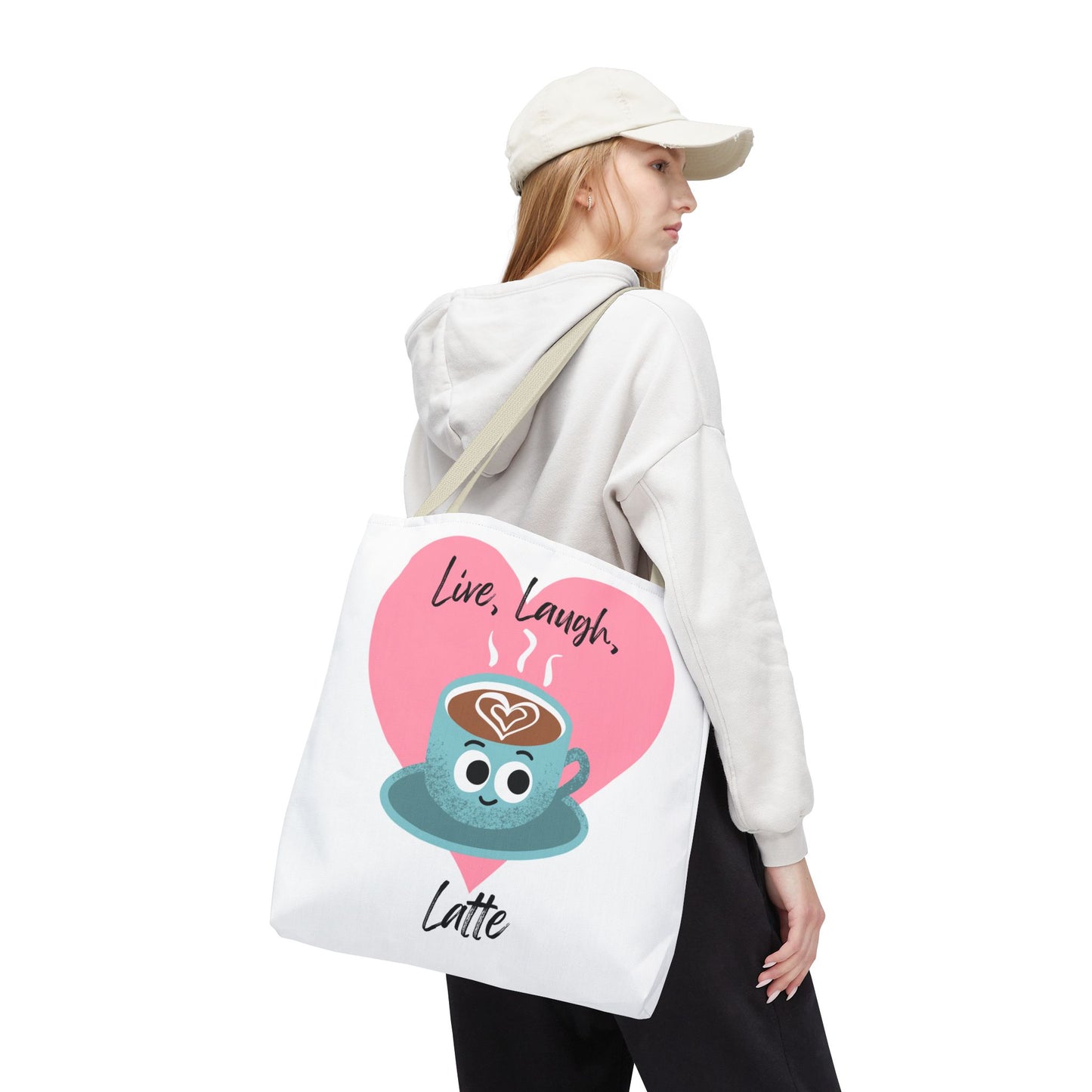 Cute Coffee Tote Bag - Live, Laugh, Latte - Perfect Gift for Coffee Lovers, Casual Carryall, Eco-Friendly, Everyday Use