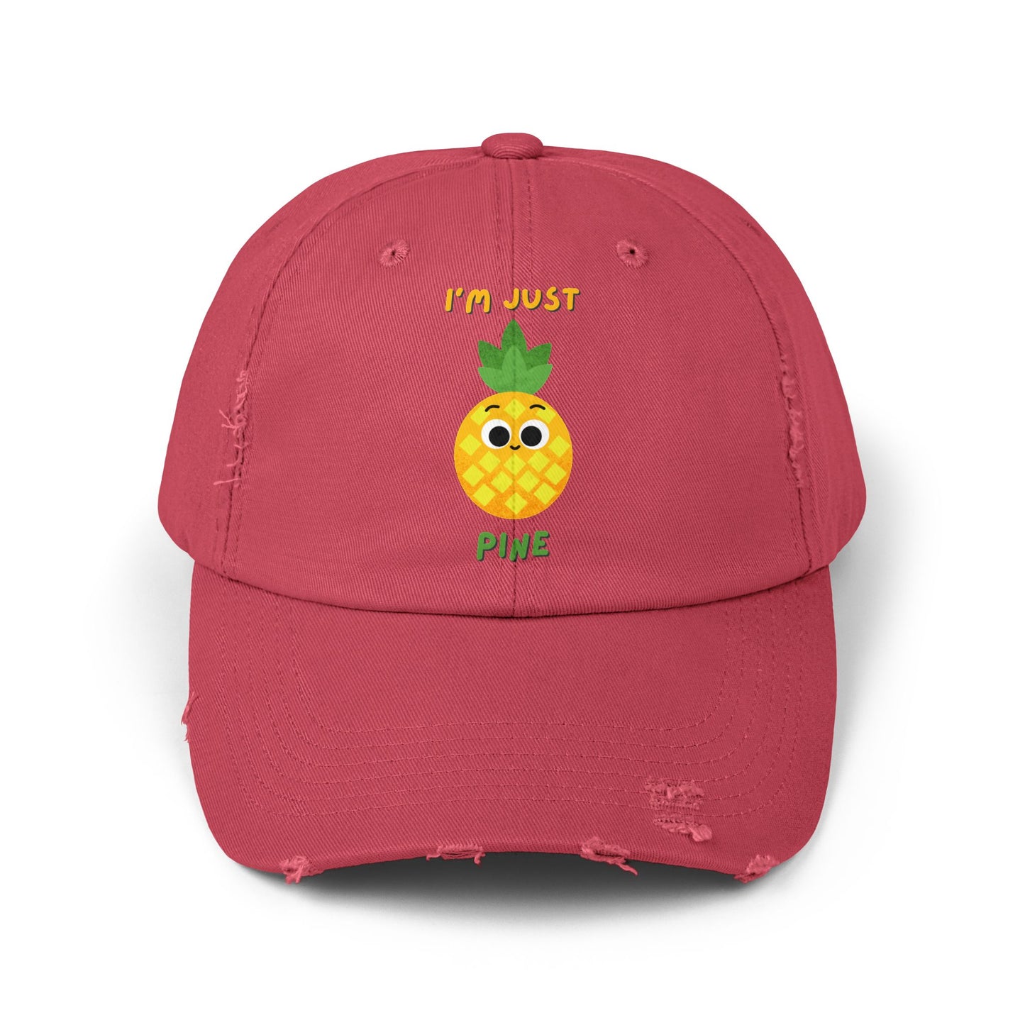 Cute Pineapple Distressed Cap, Fun Summer Pun Hats, Unisex Cap, Casual Beachwear, Perfect Gift for Fruit Lovers, Everyday Accessories
