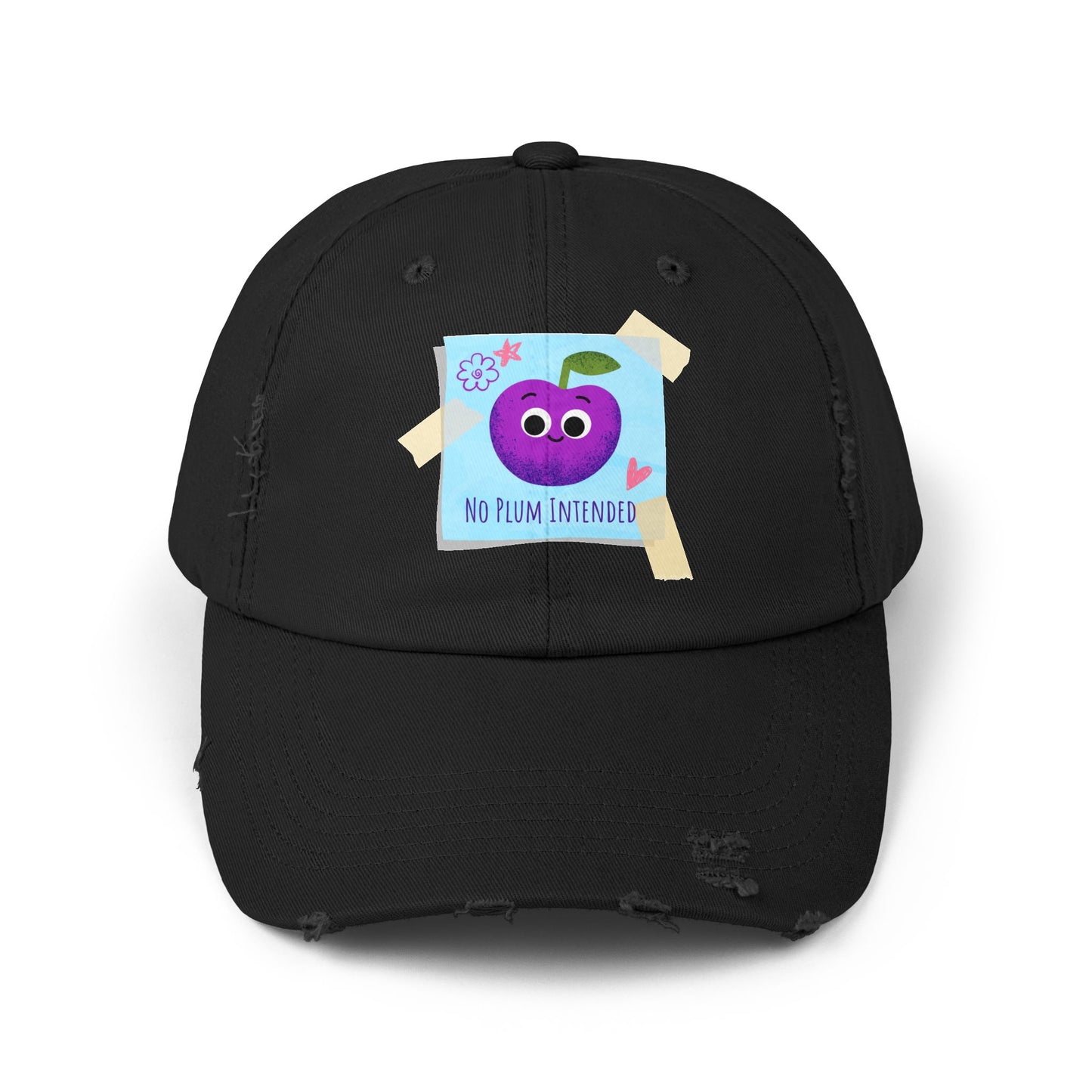 Colorful Distressed Cap with Funny Plum Design | Unisex Hats, Summer Accessory, Gift Idea, Casual Wear, Festival Headwear