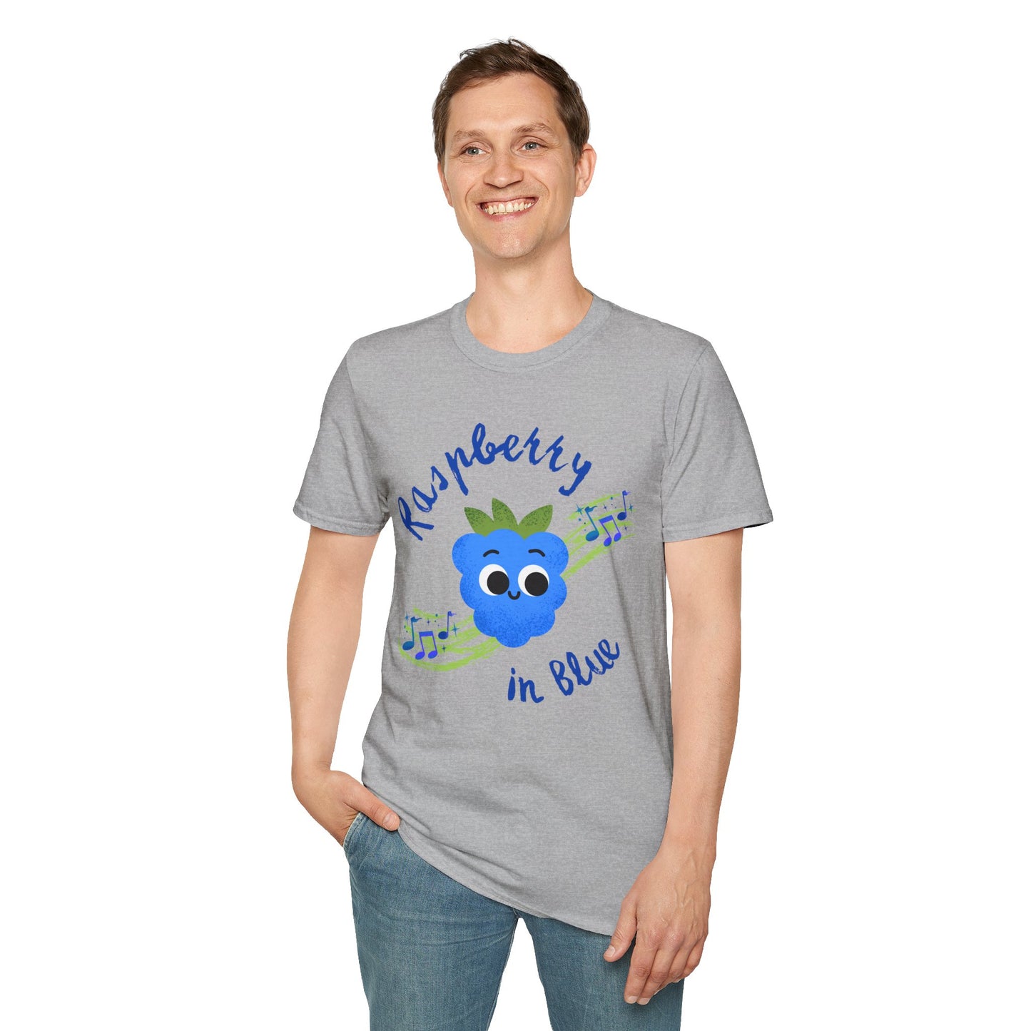 Blue Raspberry Music T-Shirt, Fun Graphic Pun Shirt , Gift for Music Lovers, Cute Casual Wear, Unisex Fashion Top
