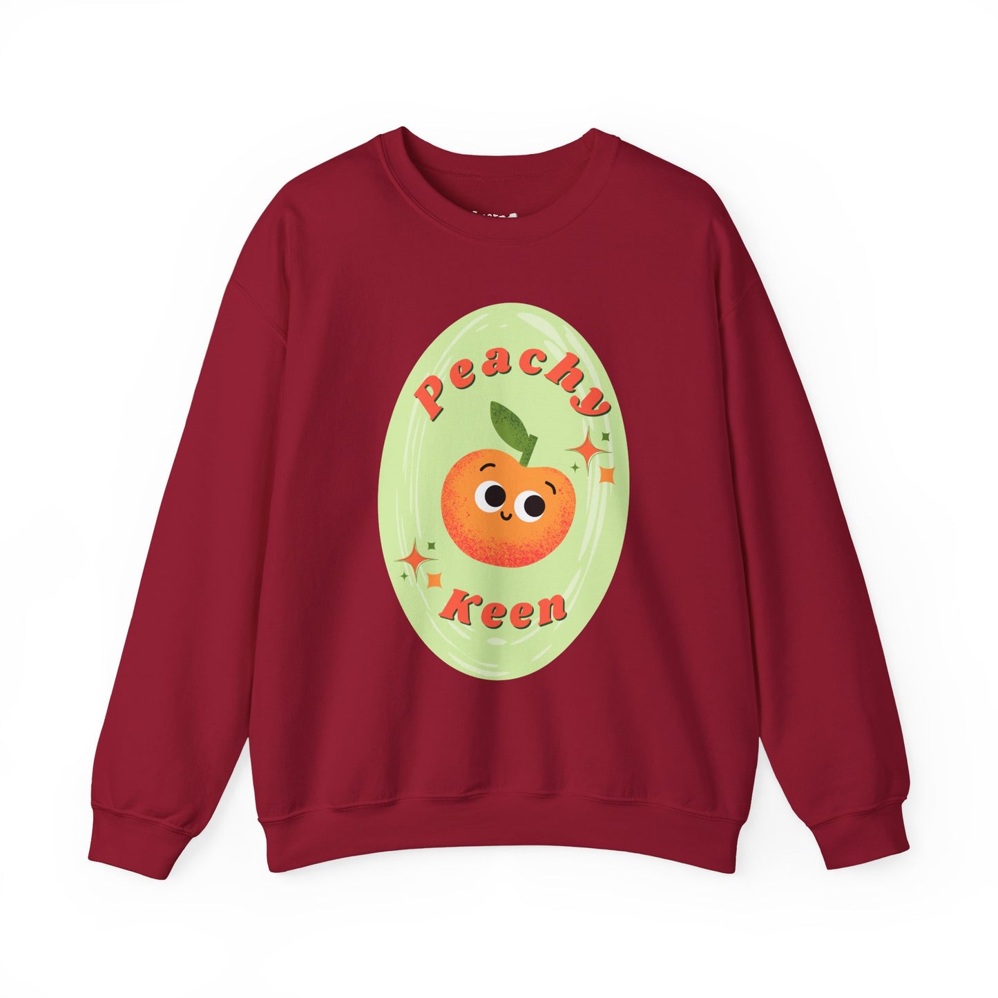 Peachy Keen Unisex Crewneck Sweatshirt, Cute Apparel, Casual Wear, Gift for Friends, Fall Style, Fun Fashion