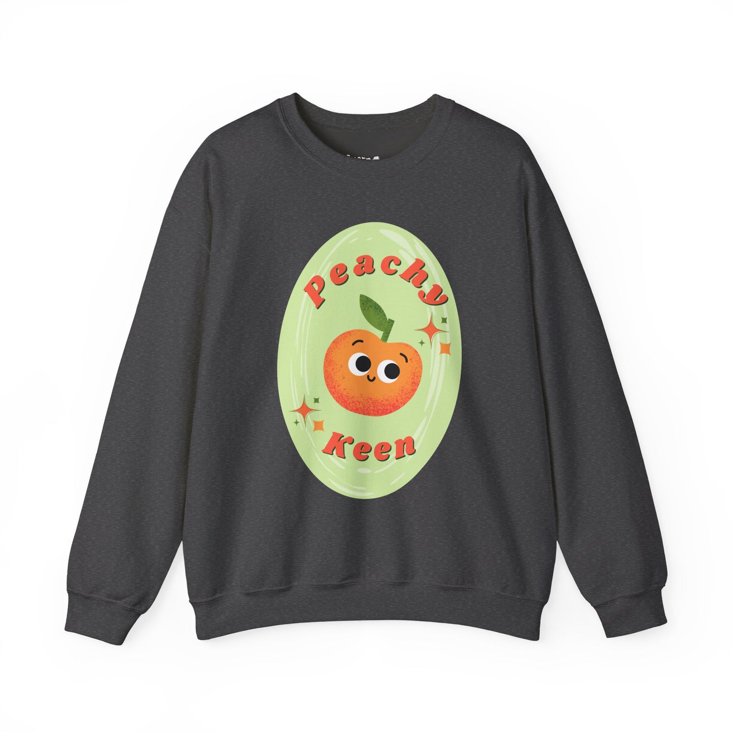 Peachy Keen Unisex Crewneck Sweatshirt, Cute Apparel, Casual Wear, Gift for Friends, Fall Style, Fun Fashion