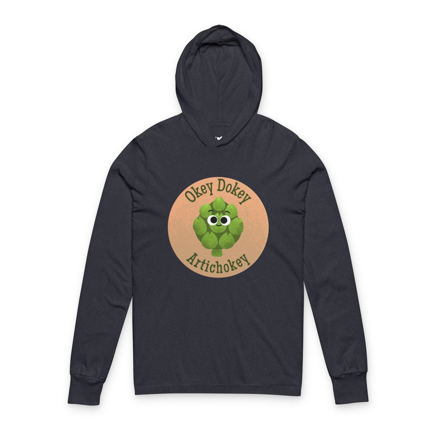 Whimsical Artichoke Hooded Long Sleeve Shirt, Okey Dokey Artichokey Fun Vegetable Apparel, Unique Casual Wear