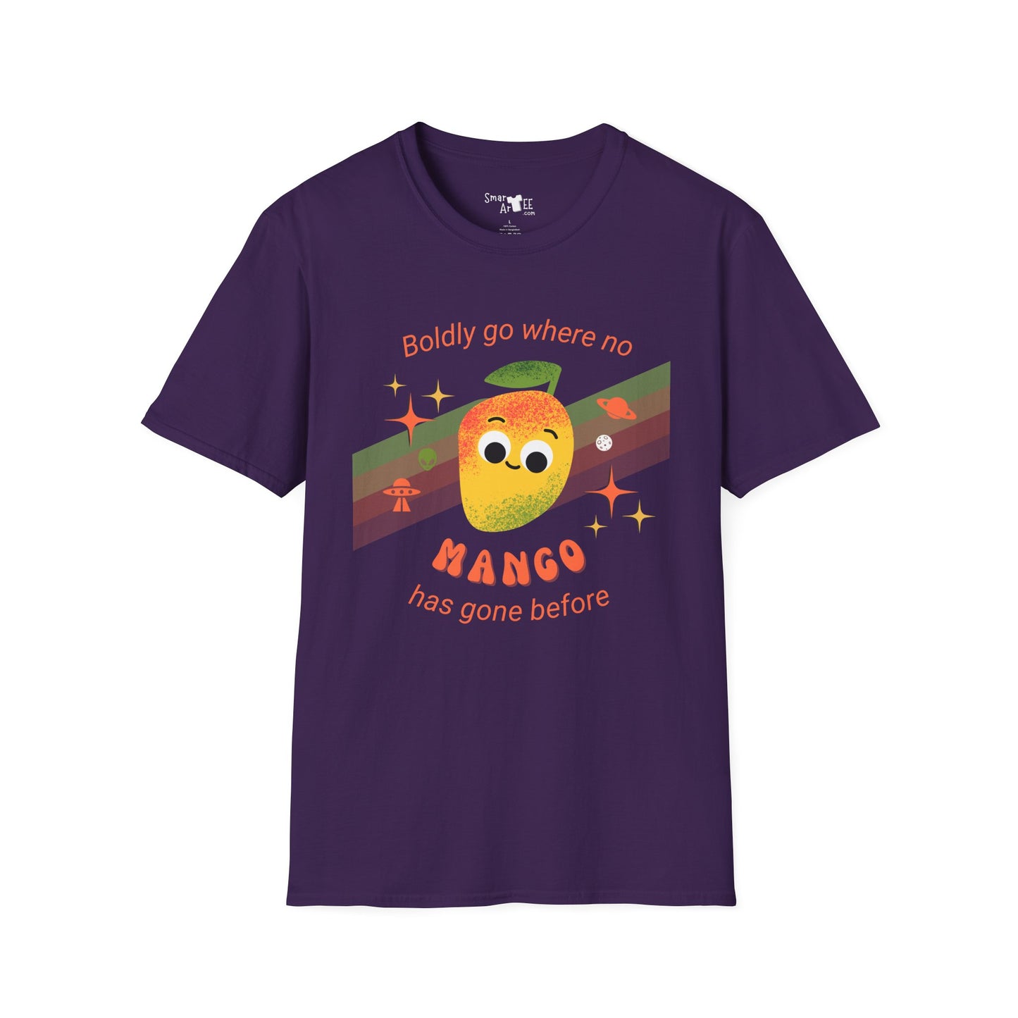 Boldly Go Mango Unisex T-Shirt, Cute Fruit Shirt, Casual Wear, Gift for Fruit Lovers, Quirky Fun Tee, Summer Vibes