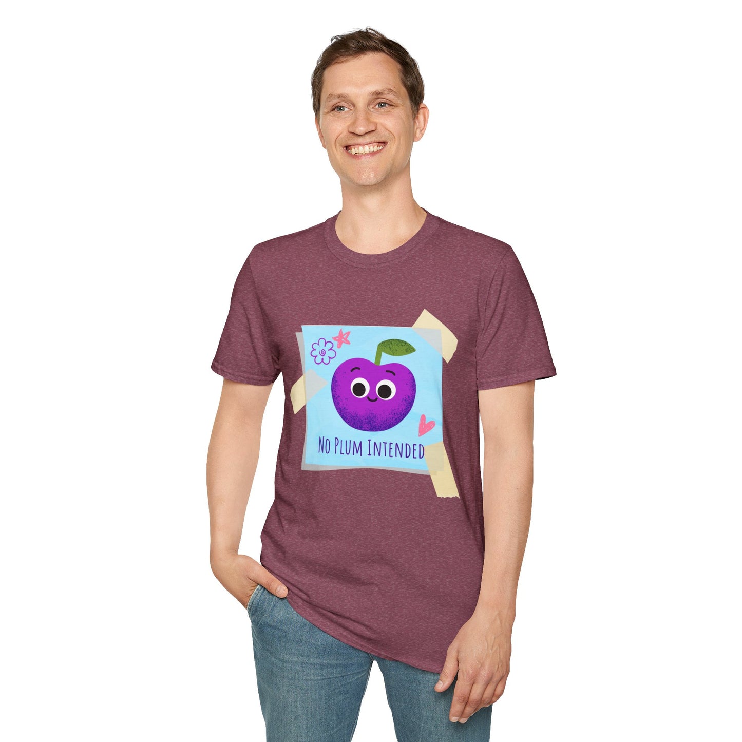 Cute No Plum Intended Unisex Softstyle T-Shirt, Great For Fruit Lovers, Funny Fruit Pun