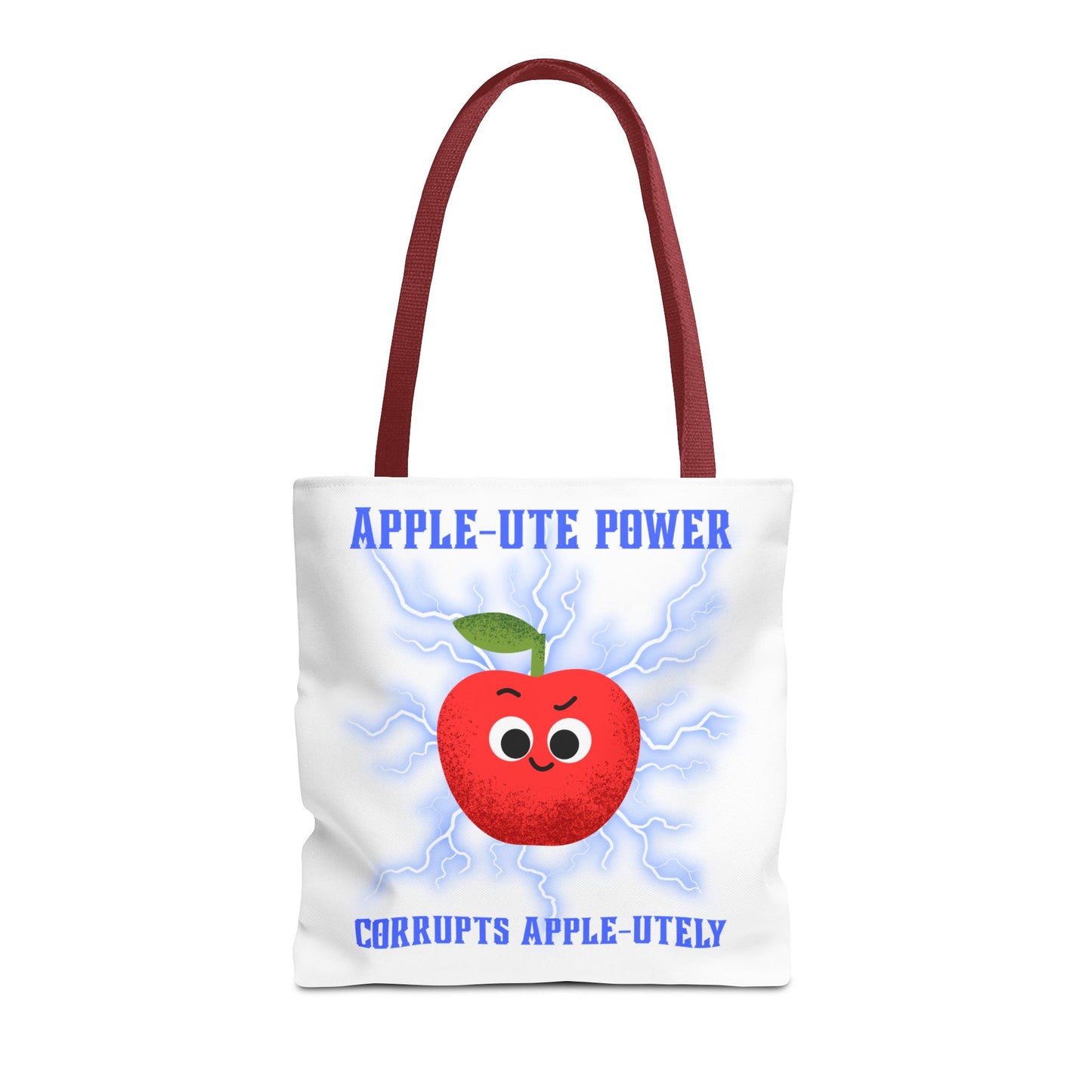 Apple-Powered Funny Tote Bag, Cute Grocery Bag, Gift for Teachers, Eco-Friendly Shopping Bag, Reusable Fun Bag