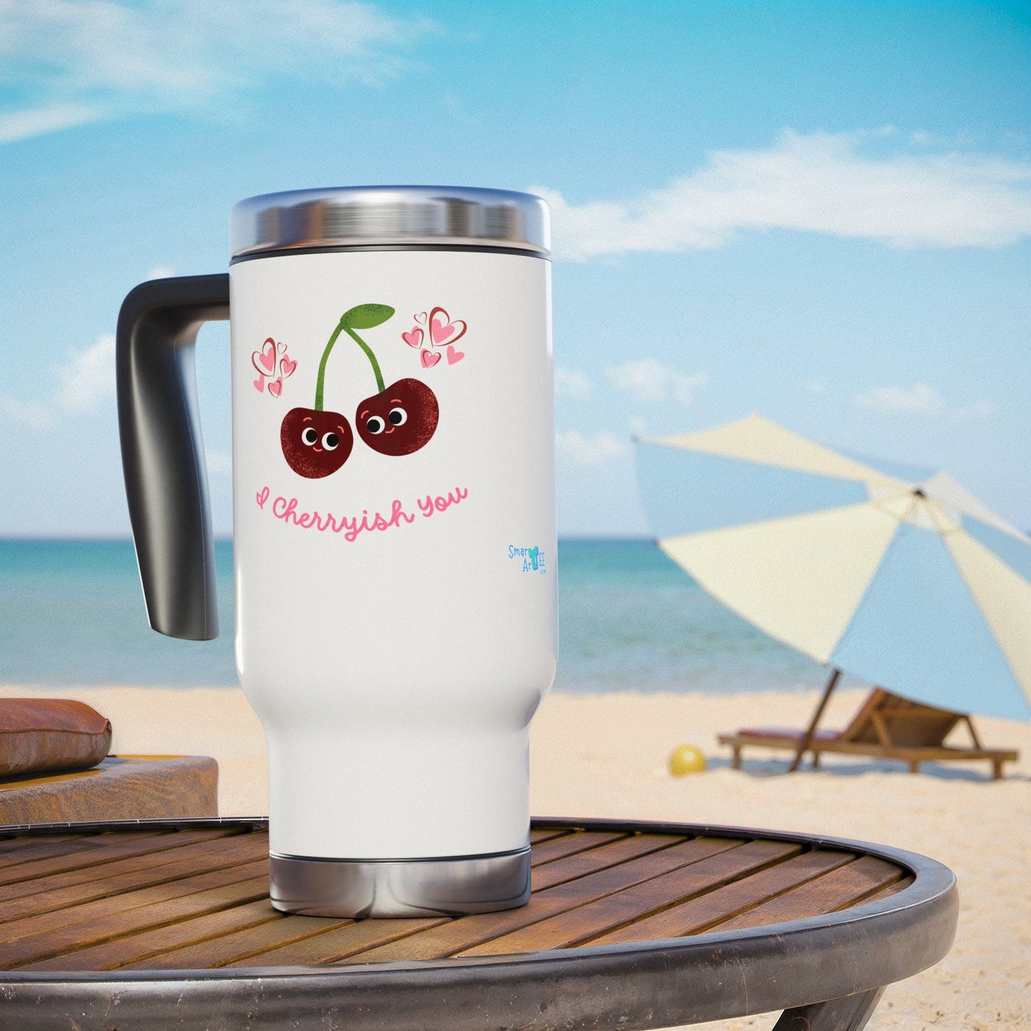 Cherry Blossom Travel Mug, Cute Travel Cup, Stainless Steel Coffee Mug, Gifts for Friends, Love & Friendship Gifts, 14oz Cherry Mug