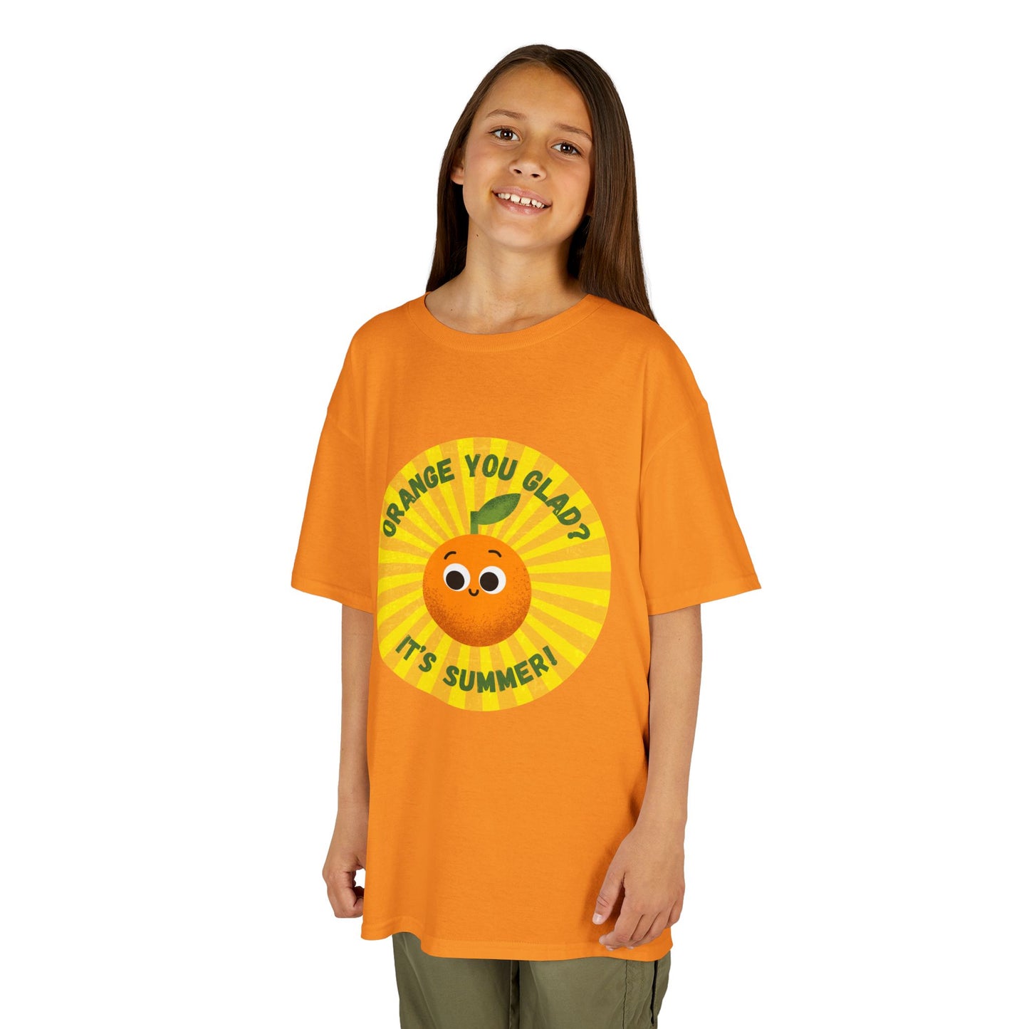 Kids Summer Tee with Fun Orange Design | Cute Tees for Kids, Summer Apparel, Casual Wear, Gift for Birthdays, Seasonal Vibes