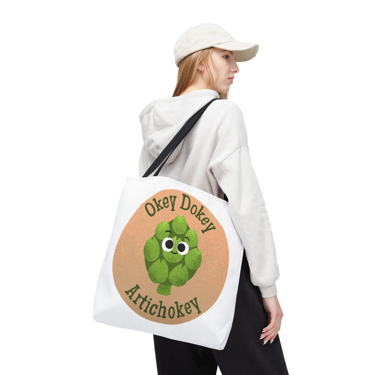 Playful Artichoke Tote Bag - Okey Dokey, Reusable Shopping Tote, Eco-Friendly Gift, Fruits & Veggies Lover, Cute Grocery Bag