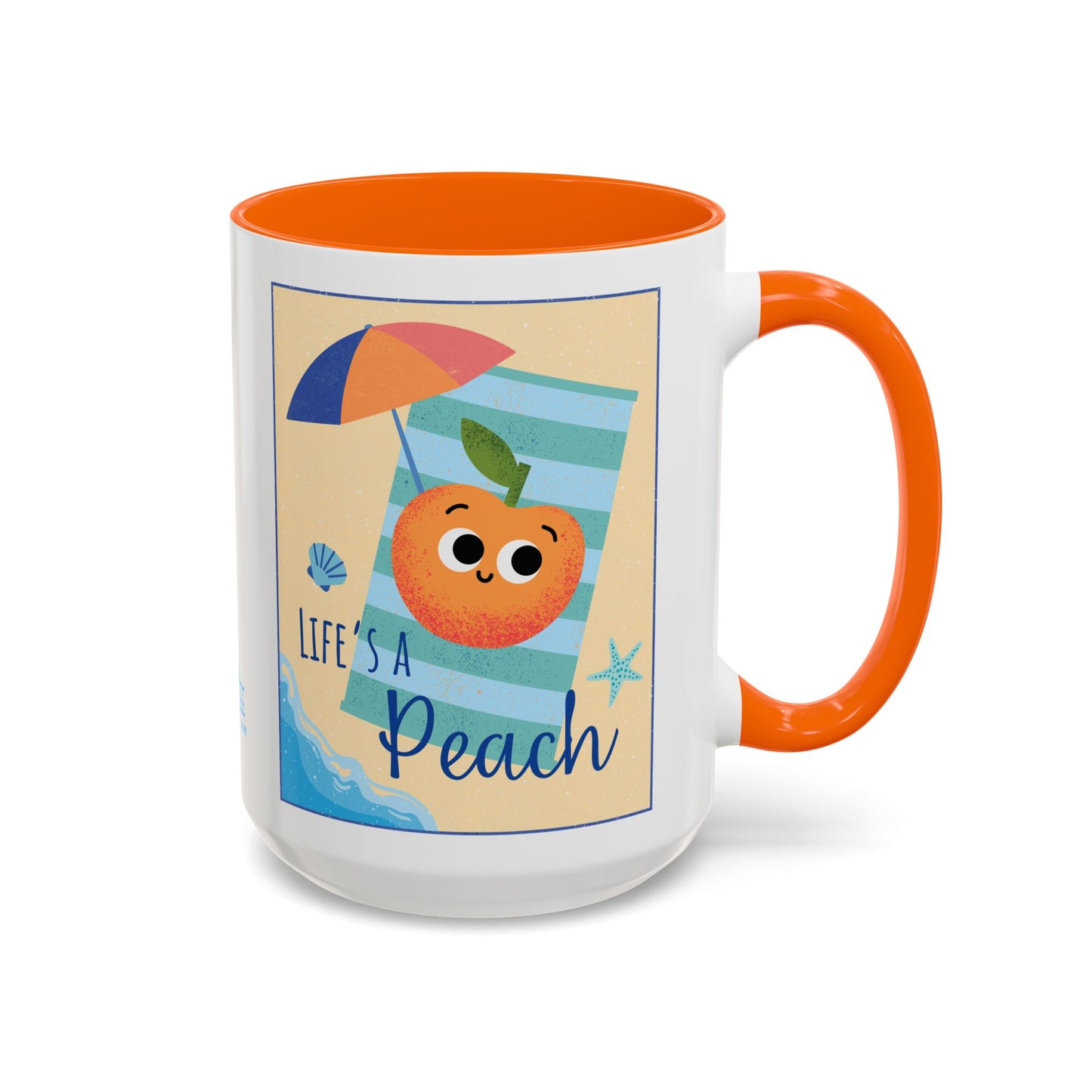 Whimsical Life's a Peach Coffee Mug - 11 oz & 15 oz, Funny Fruit Pun Mugs, Great Gift Idea For All Fun Lovers