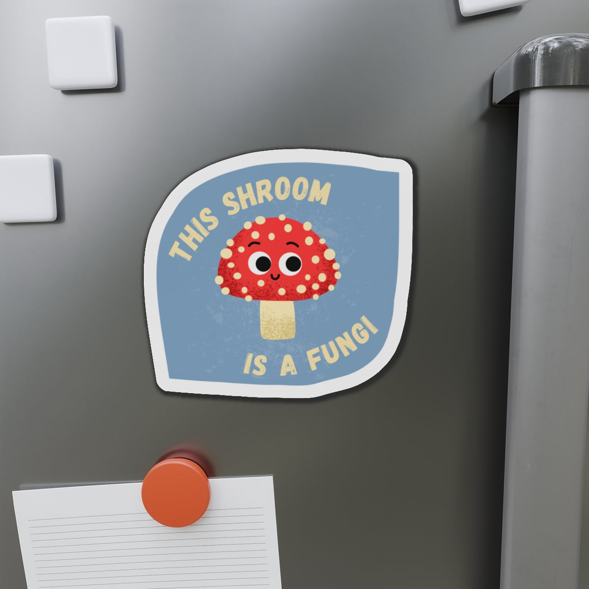 Whimsical Mushroom Die-Cut Magnet, Cute Kitchen Decor, Fun Gift for Kids, Nature Lover Refrigerator Magnet, Playful Office Accessory