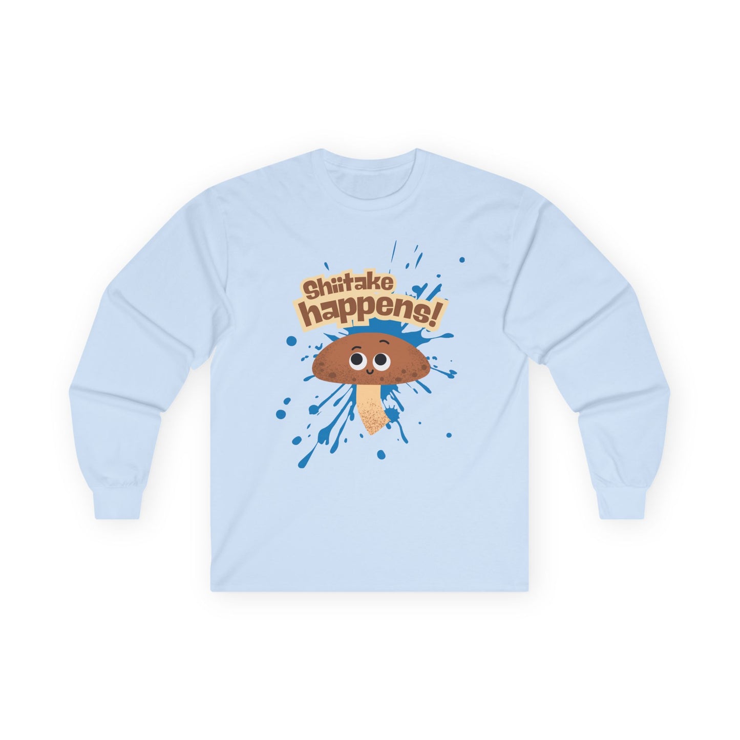 Shiitake Happens Long Sleeve Tees, Funny Stuff Happens Mushroom Shirt, Unisex Apparel, Gift for Mushroom Lovers, Casual Wear, Quirky Humor Tee