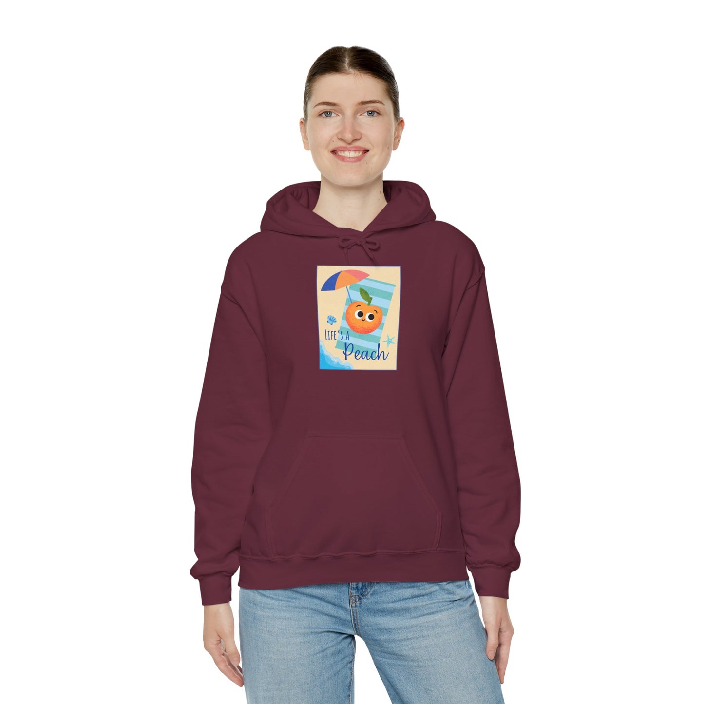 Peach Themed Unisex Hoodie, Cozy Pullover, Cute Fruit Apparel, Beach Vibes Clothing, Gift for Mom, Soft Pullover